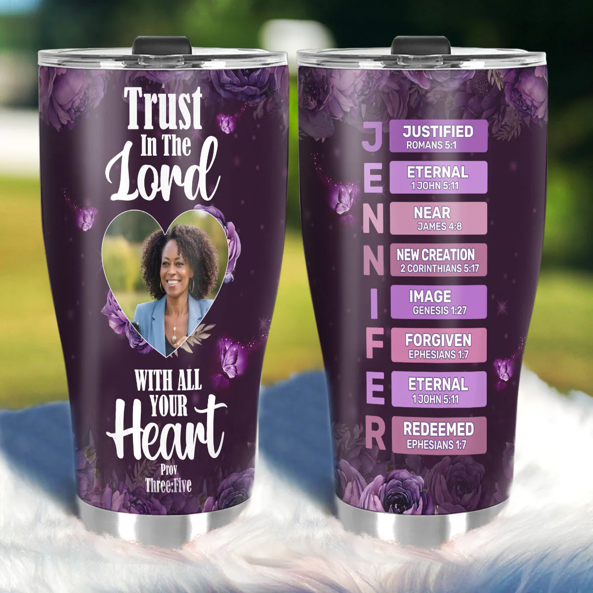 Trust In The Lord With All Your Heart - Personalized Stainless Steel Tumbler - Gift For Her | HN02 - Image 2
