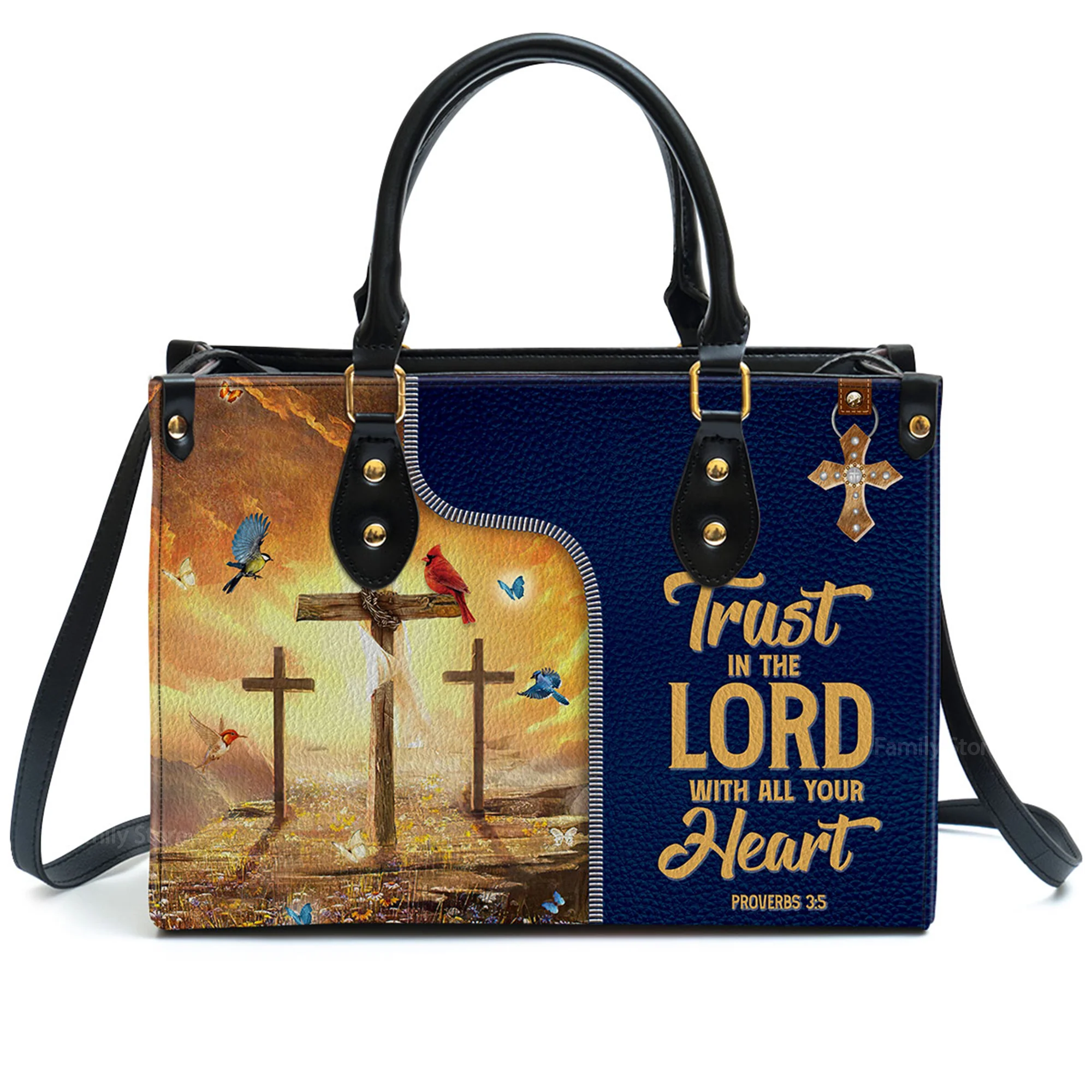 Trust In The Lord With All Your Heart - Thoughtful Gift For Christians - Personalized Leather Handbag With Handle - AT4081447 - Image 2
