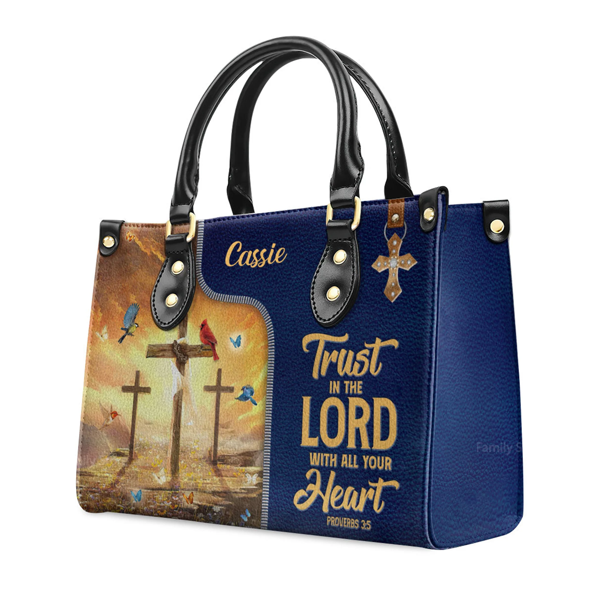 Trust In The Lord With All Your Heart - Thoughtful Gift For Christians - Personalized Leather Handbag With Handle - AT4081447 - Image 3