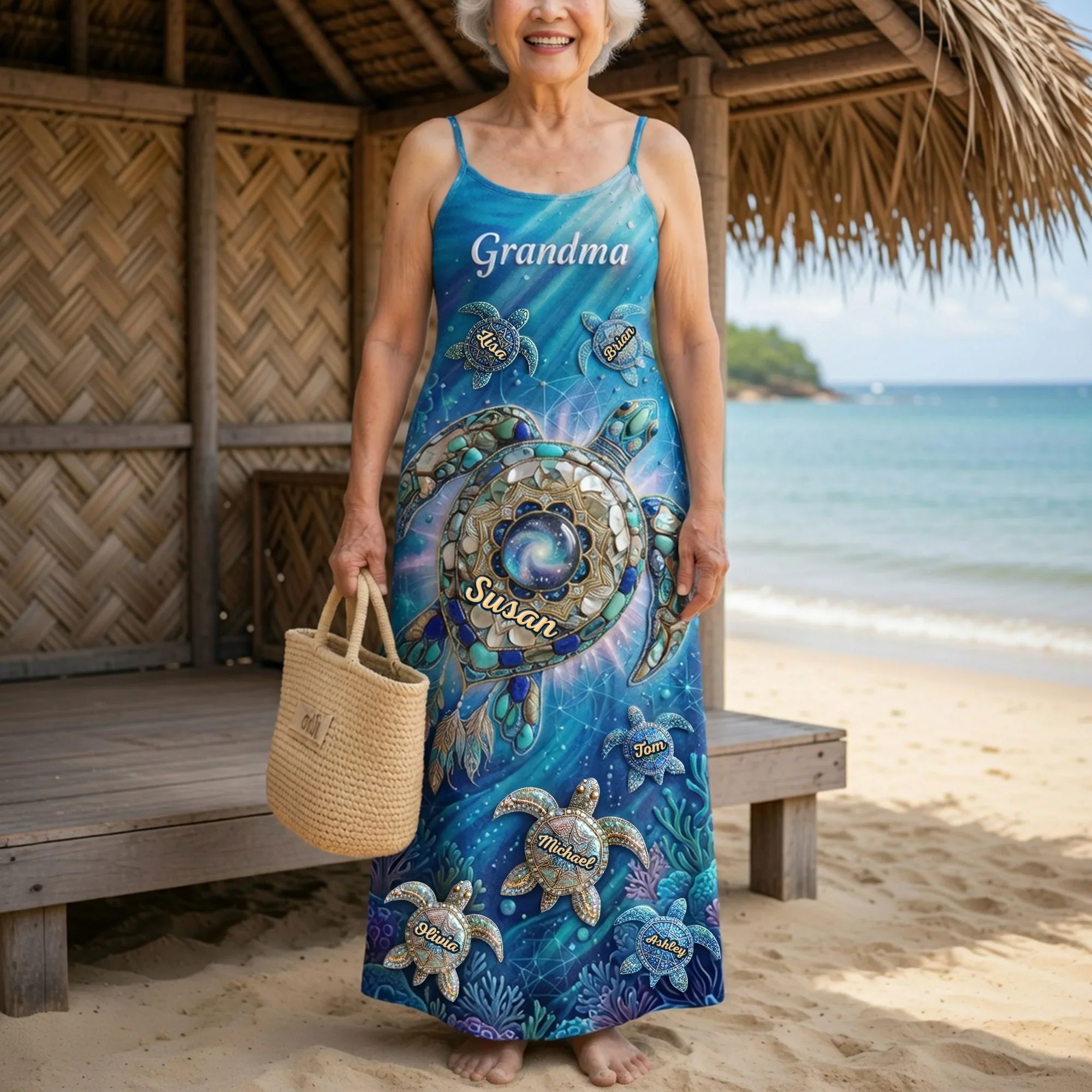 Turtle Grandma And Kids - Personalized Maxi Dress - Gift For Grandma, Mom - Image 2