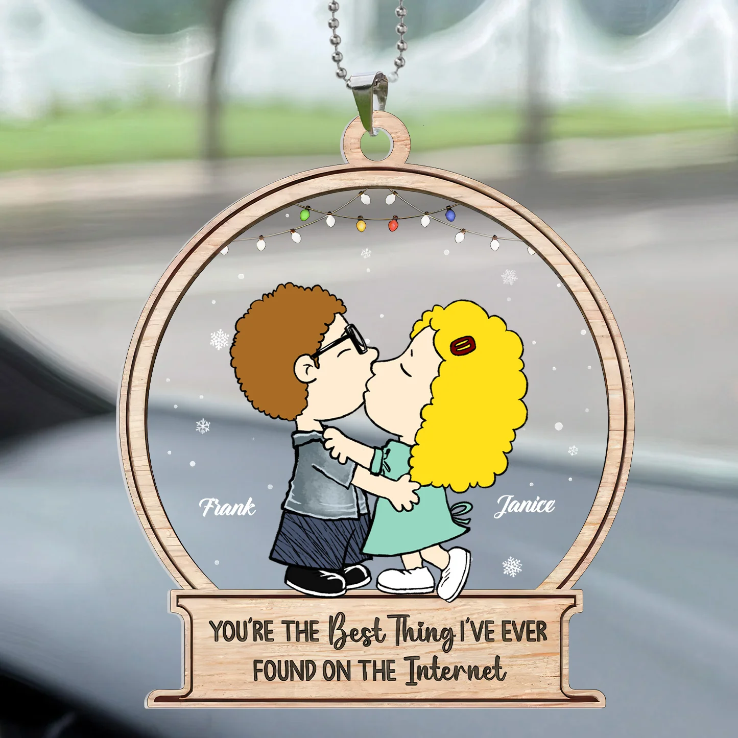 Two Heads, One Heart Peanut - Personalized Car Ornament - Gift For Couple, Husband Wife | GR9 NH96