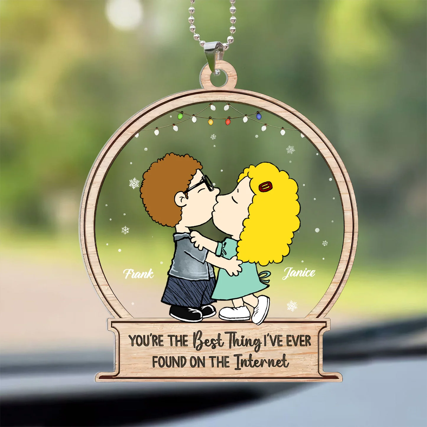 Two Heads, One Heart Peanut - Personalized Car Ornament - Gift For Couple, Husband Wife | GR9 NH96 - Image 2