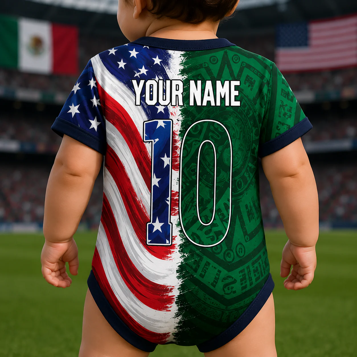 Two Nations Design World Football 2026 - Personalized Baby Jersey Bodysuit - Gifts For New Moms, New Dads, Soccer Lovers - Image 4