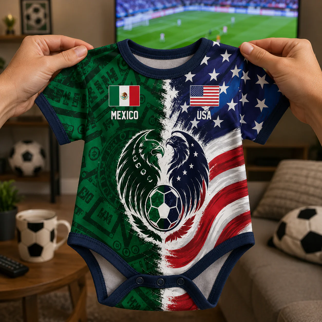 Two Nations Design World Football 2026 - Personalized Baby Jersey Bodysuit - Gifts For New Moms, New Dads, Soccer Lovers - Image 5