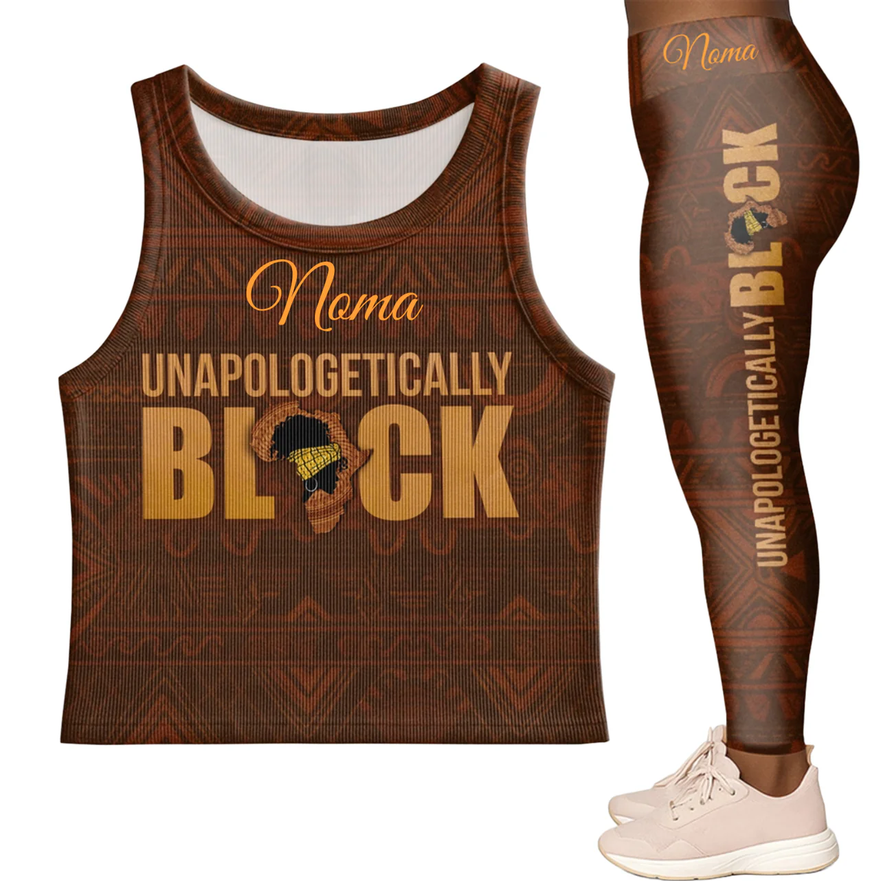 Unapologetically Black - Personalized Leggings & Crop Tank Top | HN02