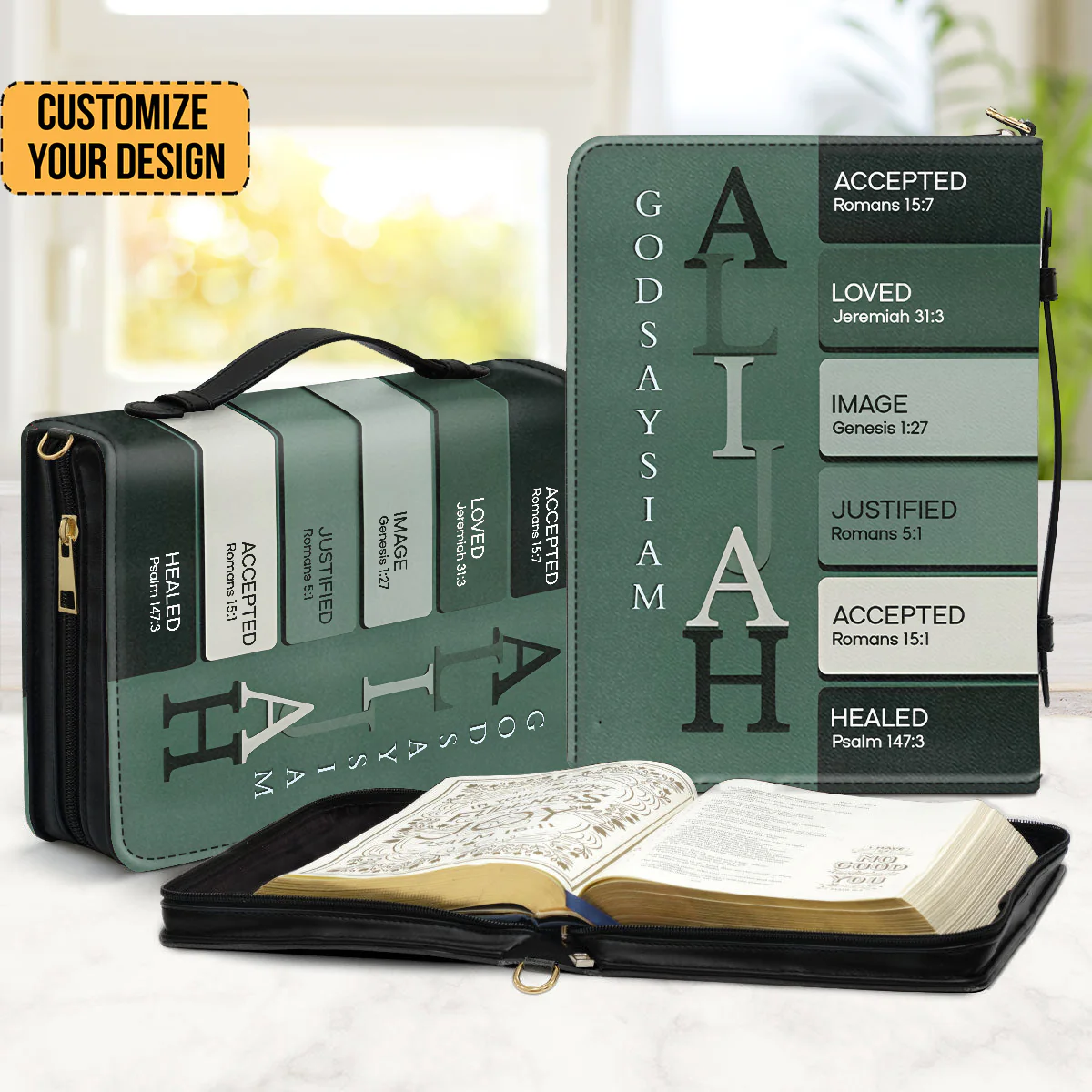 Uncover The Sacred Meaning Of Your Name - Personalized Bible Cover | YMQ Green - Image 2