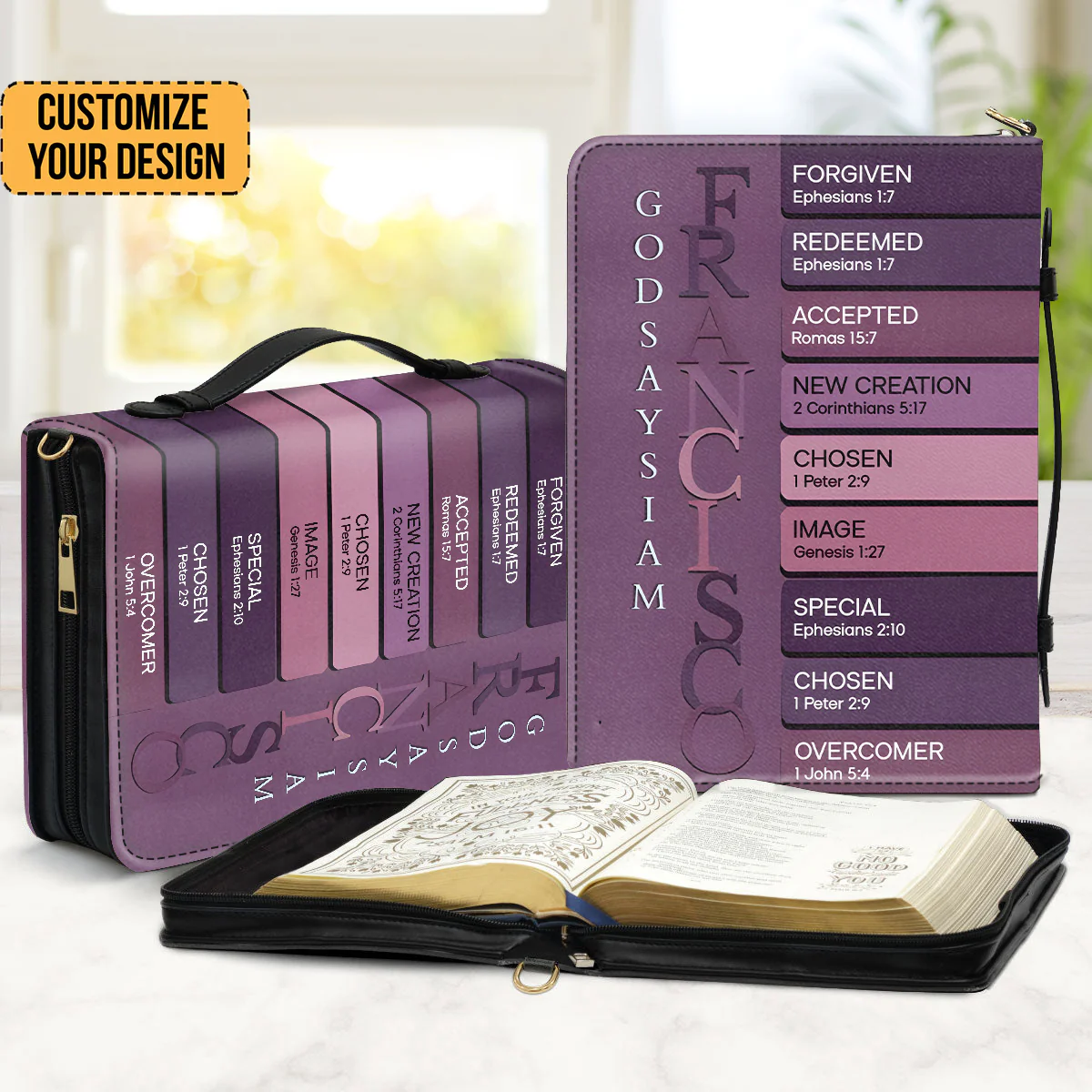 Uncover The Sacred Meaning Of Your Name - Personalized Bible Cover | YMQ Purple - Image 2