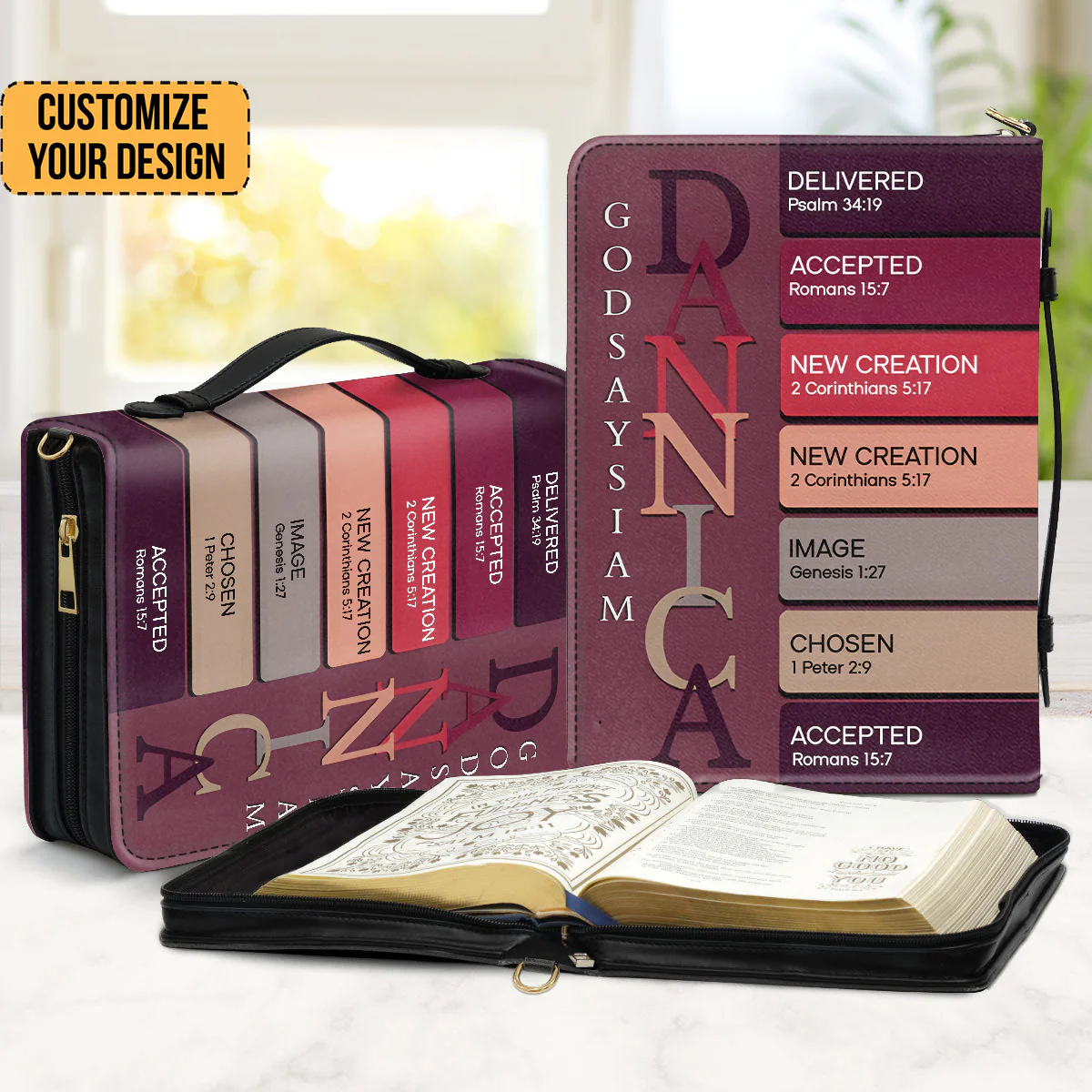 Uncover The Sacred Meaning Of Your Name - Personalized Bible Cover | YMQ Red - Image 2