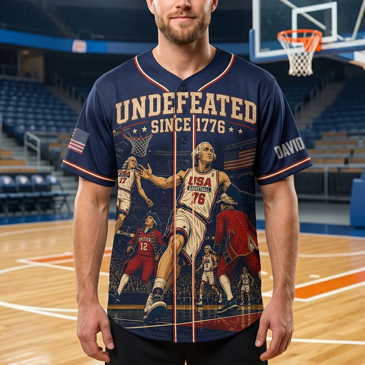 Undefeated Since 1776 George Washington USA - Personalized Baseball Jersey - Gift For Him