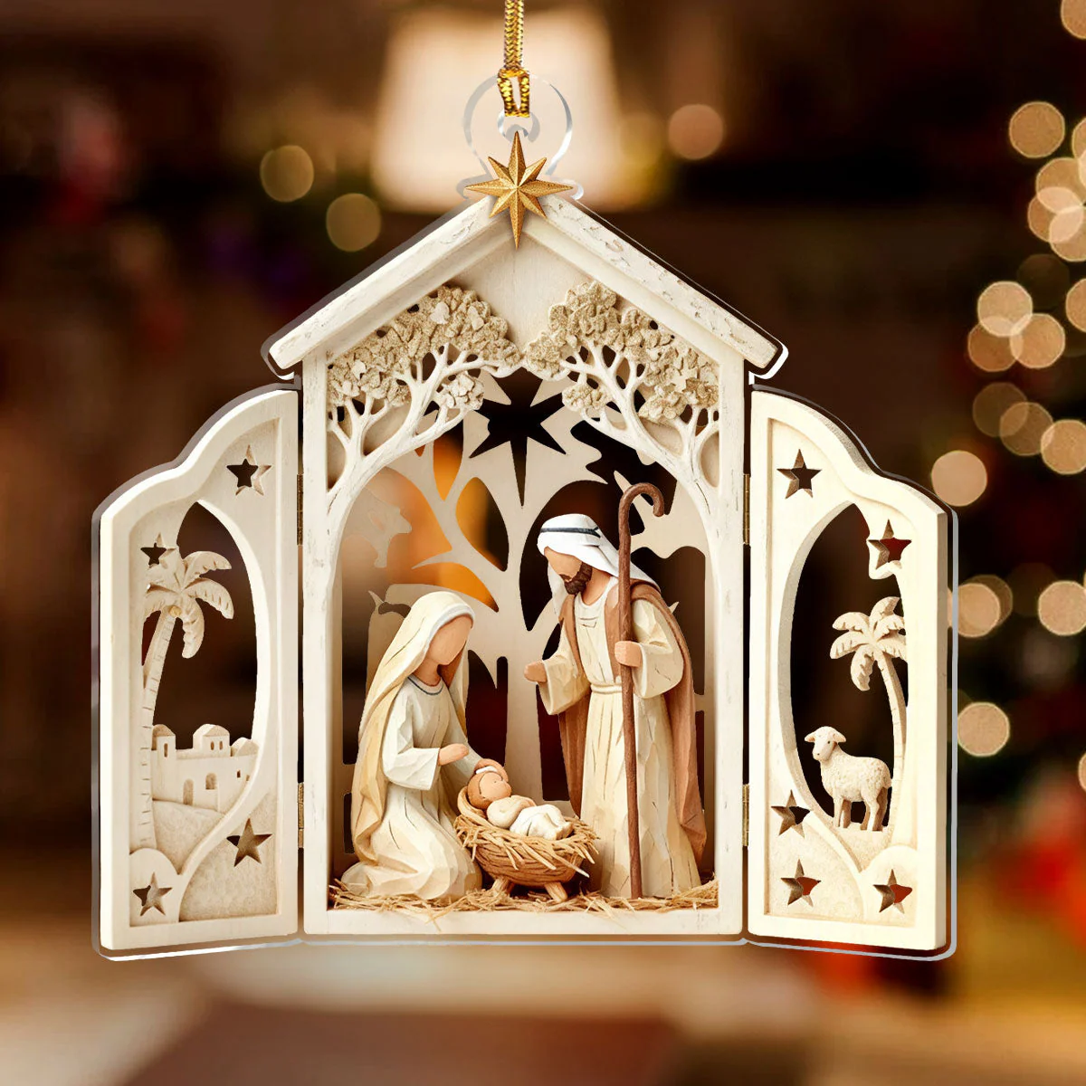 Under The Star Of Bethlehem Love Was Born - 1-Layer Acrylic Ornament HL128 - Image 2