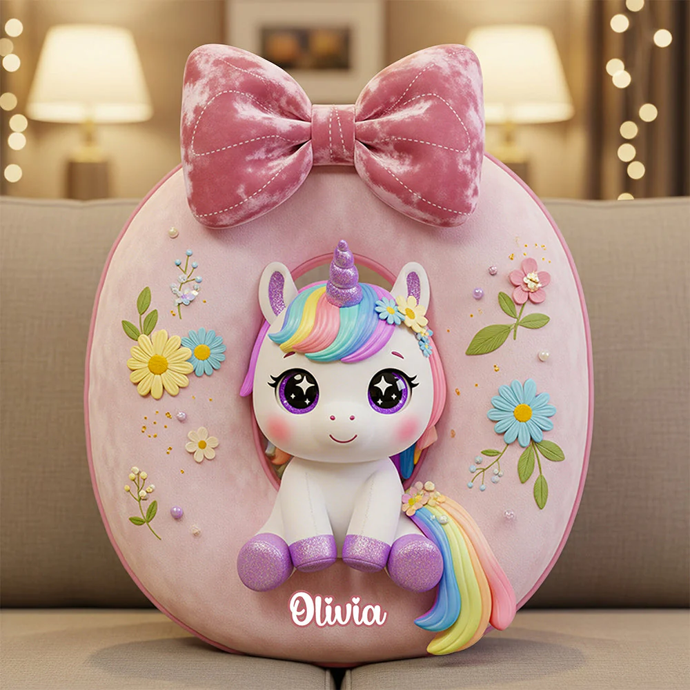 Unicorn Alphabet - Personalized Custom Shape Pillow - Christmas Gift For Daughter HH01 - Image 2