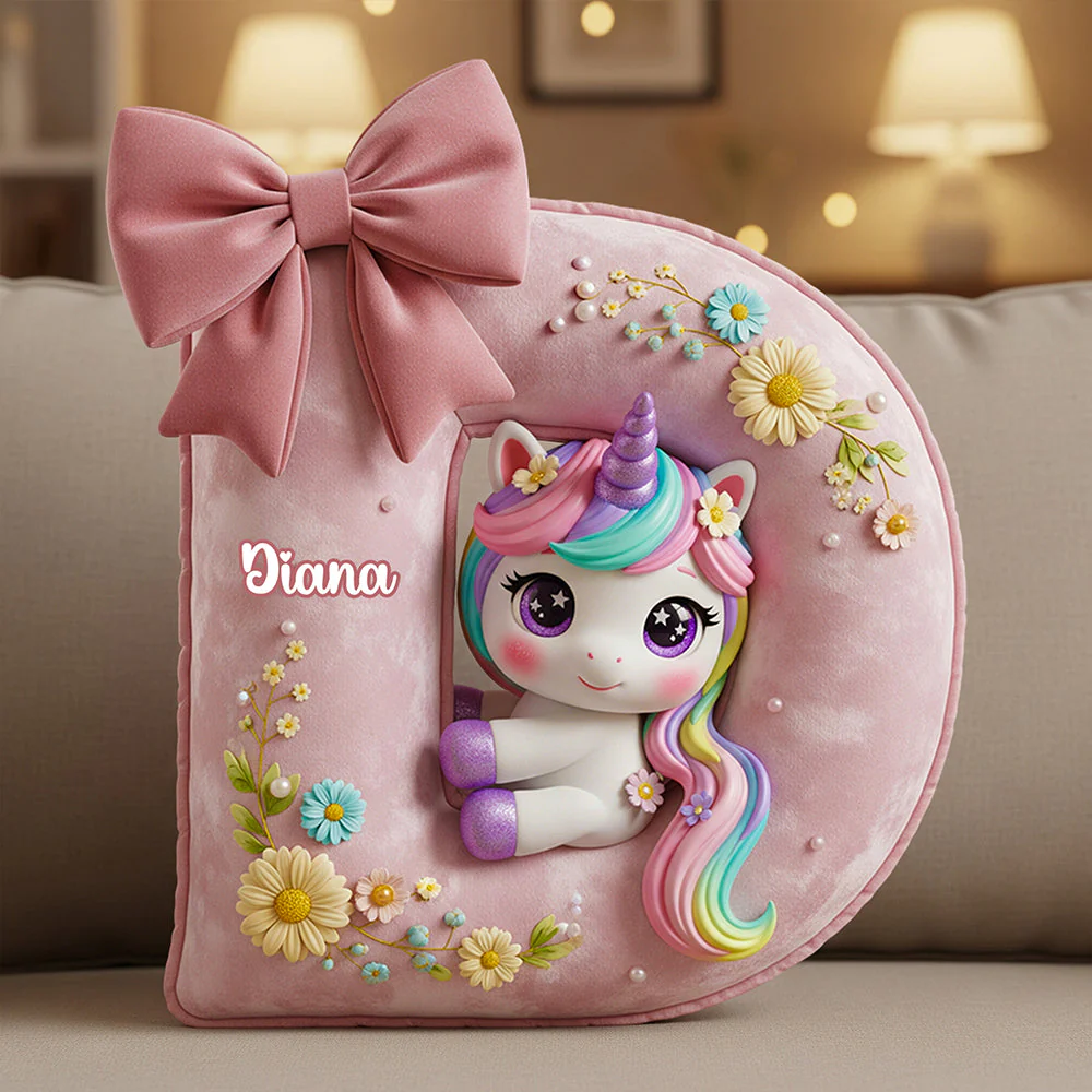 Unicorn Alphabet - Personalized Custom Shape Pillow - Christmas Gift For Daughter HH01 - Image 4