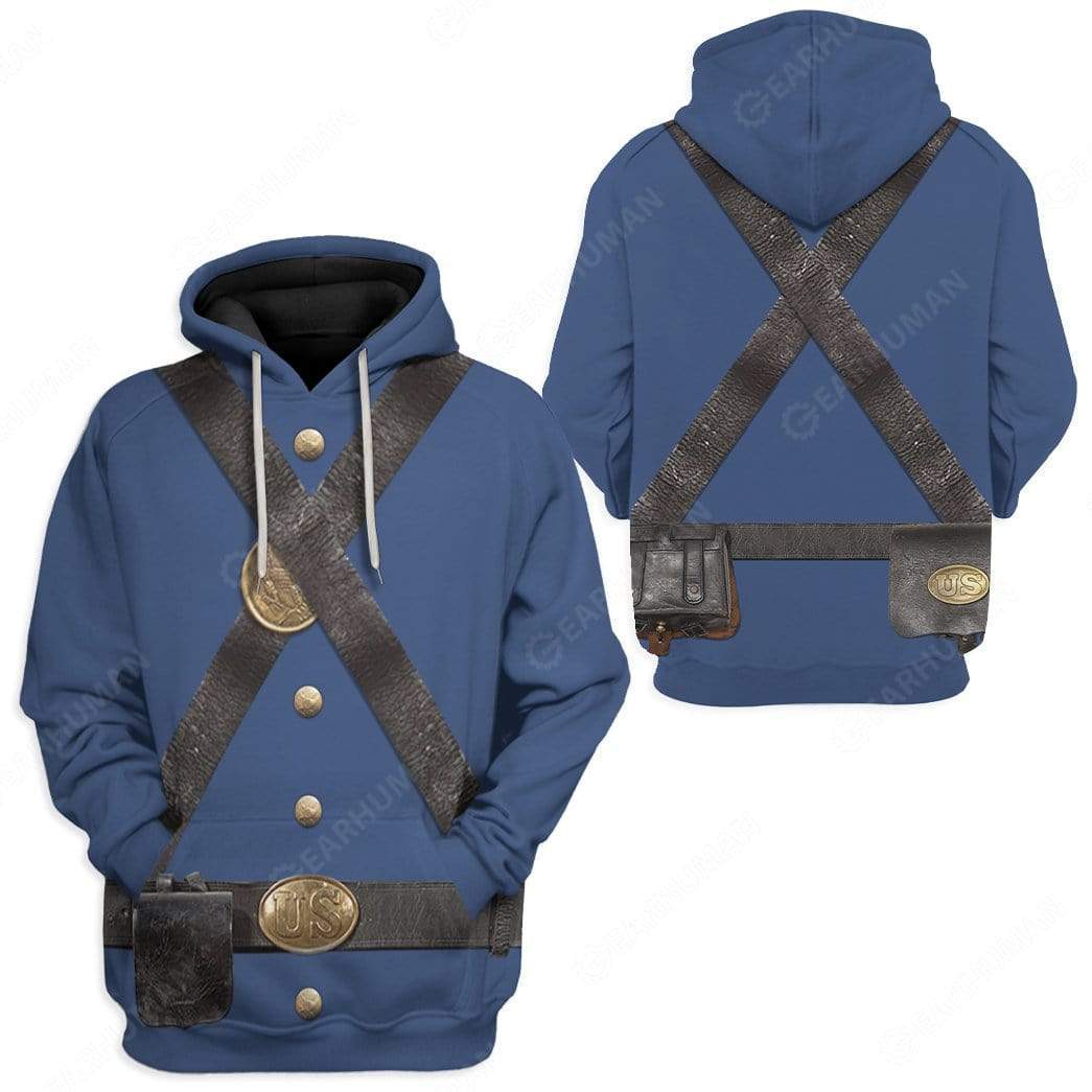 Union Infantry Uniform in Civil War Hoodie For Men - Image 2