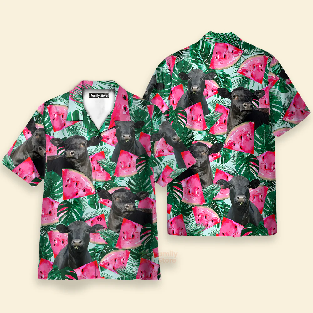 Unique Black Angus Happiness Hawaiian Shirt - Image 3