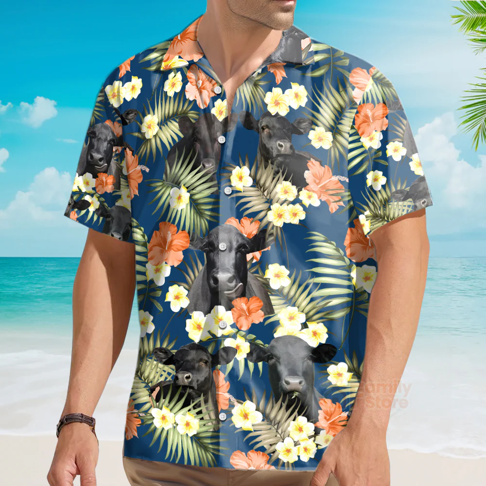 Unique Black Angus Hawaiian Shirts - Image 3