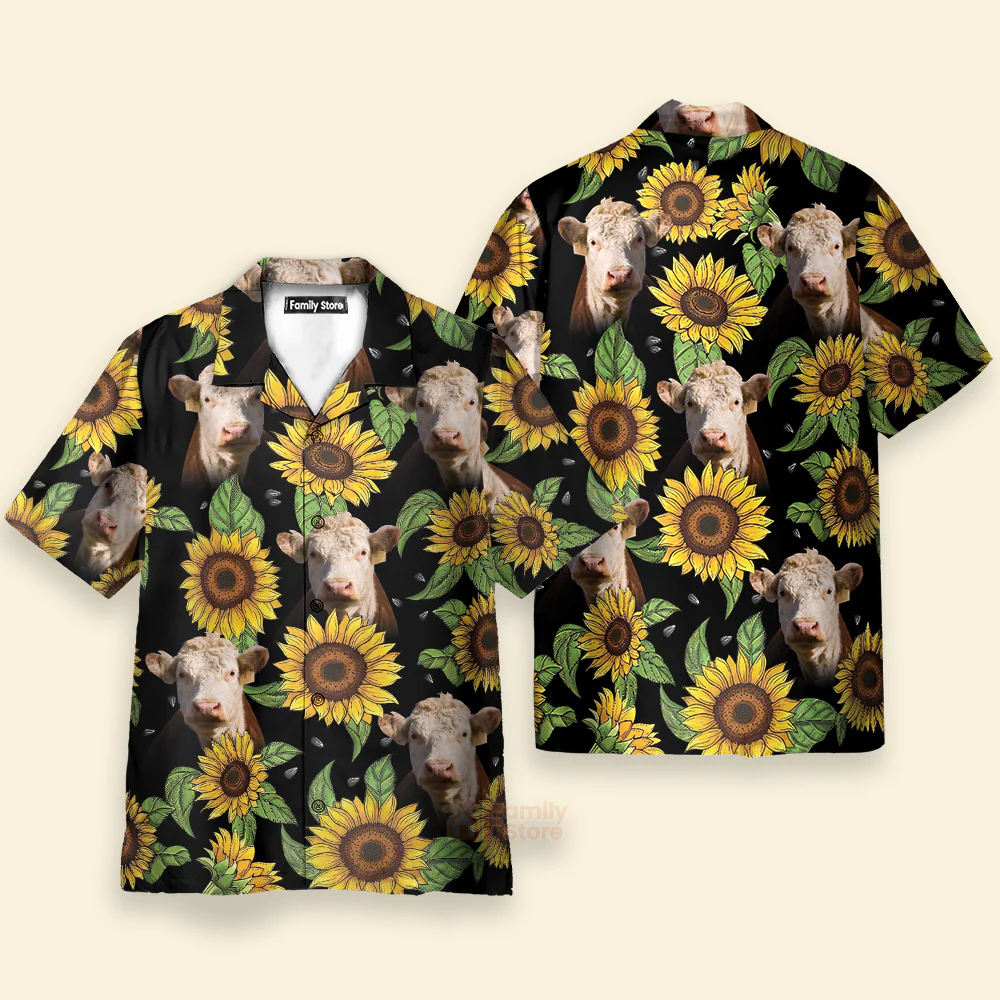 Unique Hereford Sunflower Hawaiian Shirt 2023 - Image 2