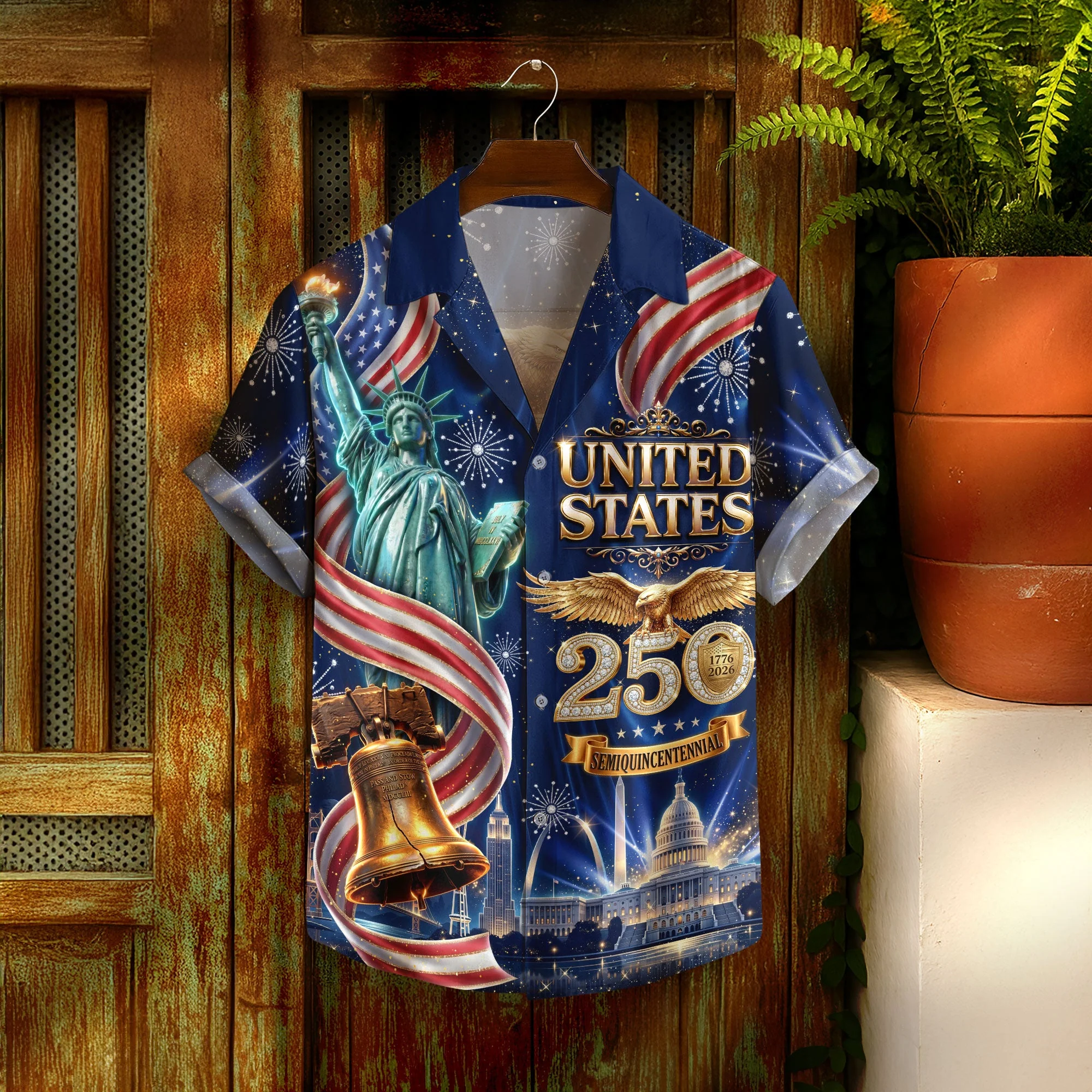 United States 250 Years Eagle Liberty Bell Hawaiian Shirt - Patriotic Gift For Him - Image 3