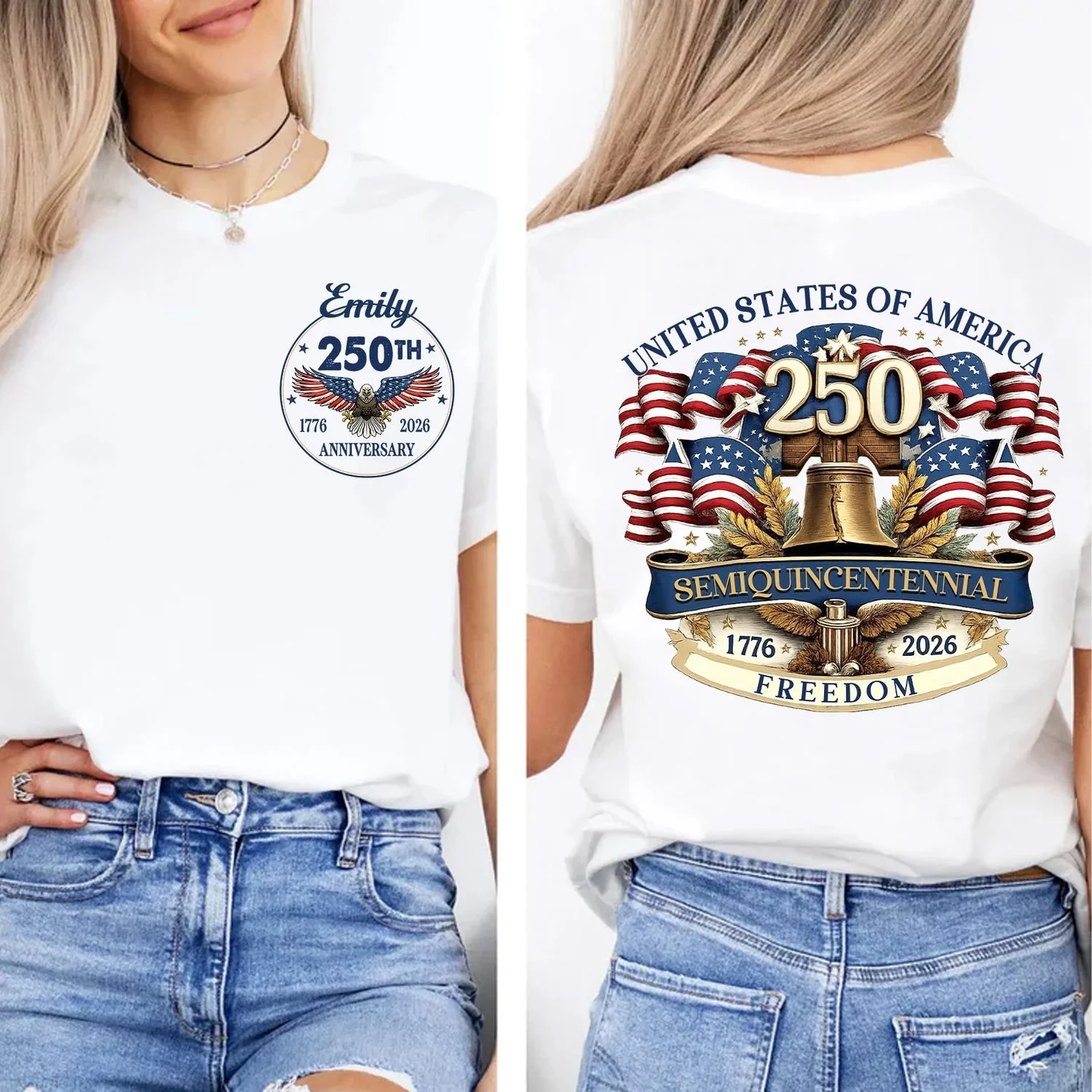 United States 250 Years of Freedom - Personalized Shirt 2 Side - Gift For Patriotic, Veteran HN02