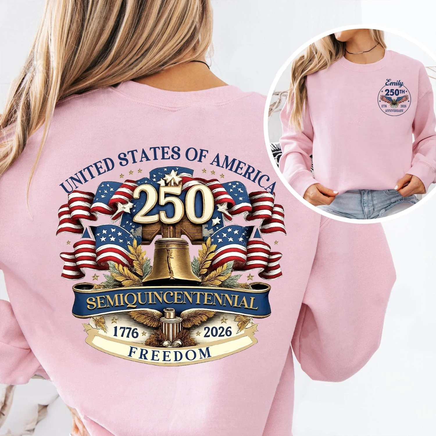 United States 250 Years of Freedom - Personalized Shirt 2 Side - Gift For Patriotic, Veteran HN02 - Image 2