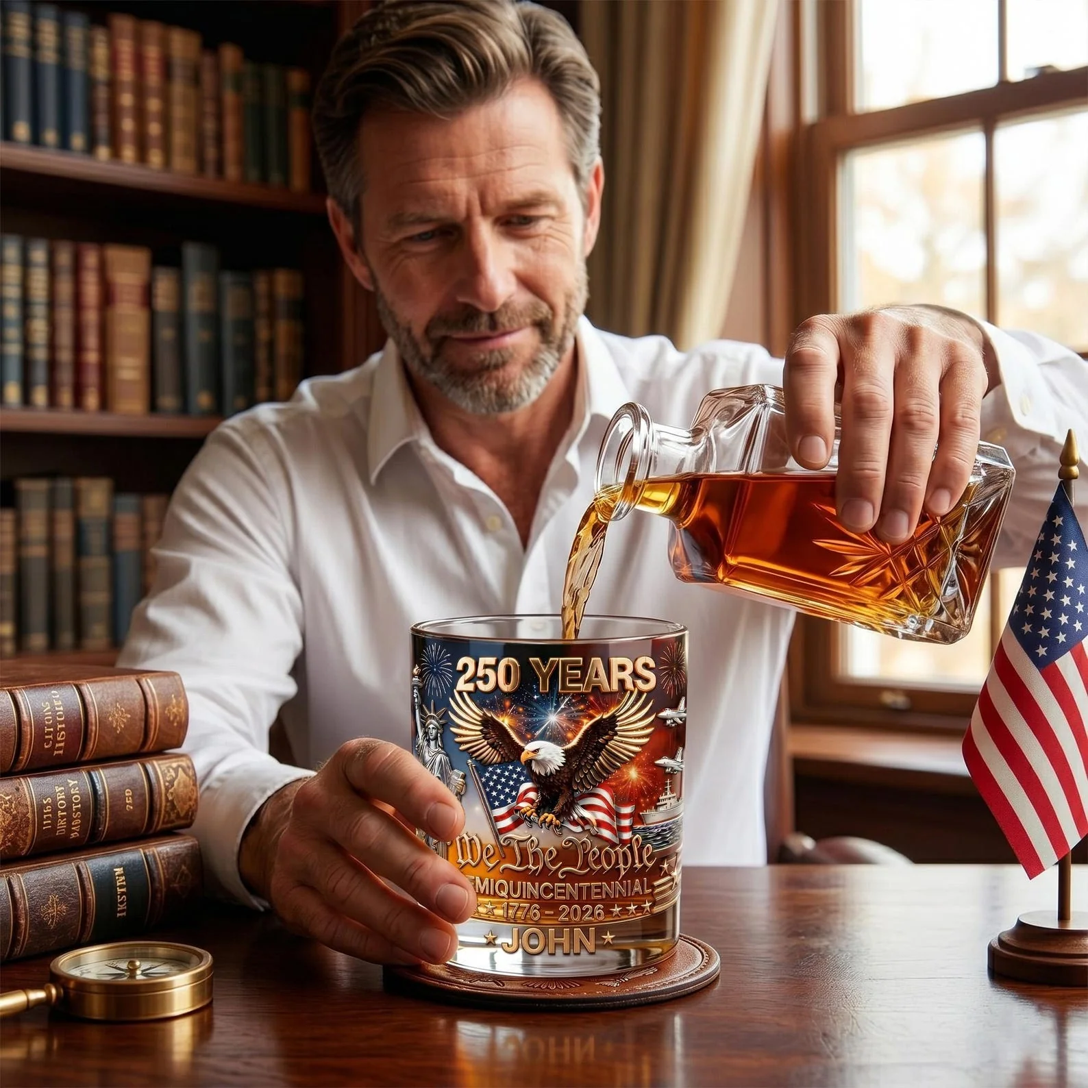 United States 250th Anniversary - Personalized Whiskey Glass - Gift For Patriots - Image 2