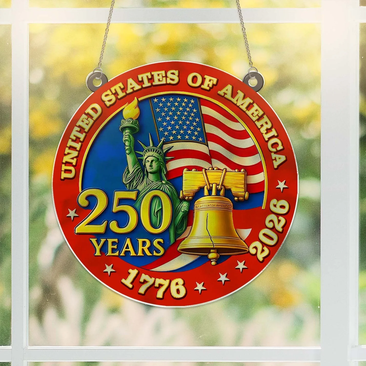 United States 250th Anniversary - Window Hanging Suncatcher - Patriotic Gift For Family HN02