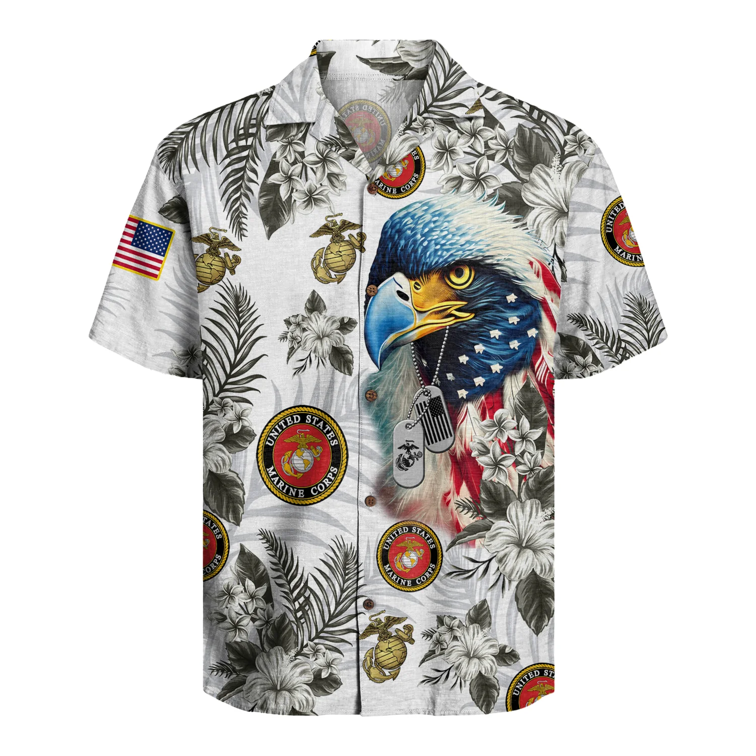 United States Marines With Eagle Floral - Hawaiian Shirt - Patriotic Gift For Veterans | HN02 - Image 2