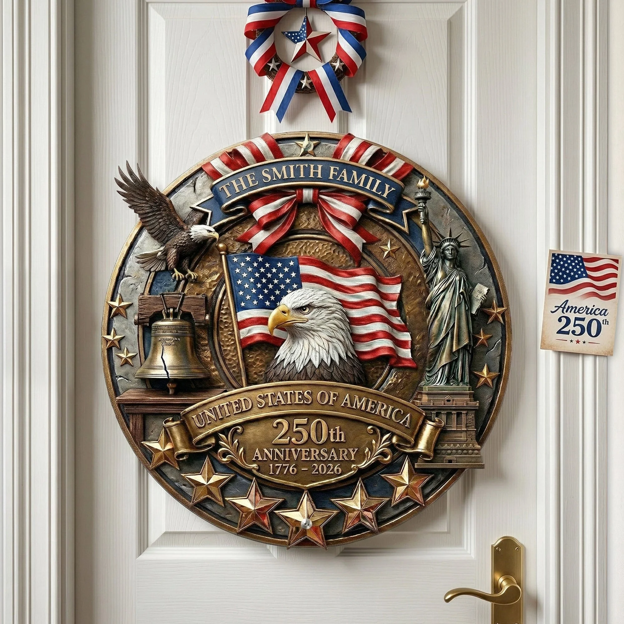 United States Of America 250th Anniversary - Personalized Metal Sign - Gift For Patriotic Family