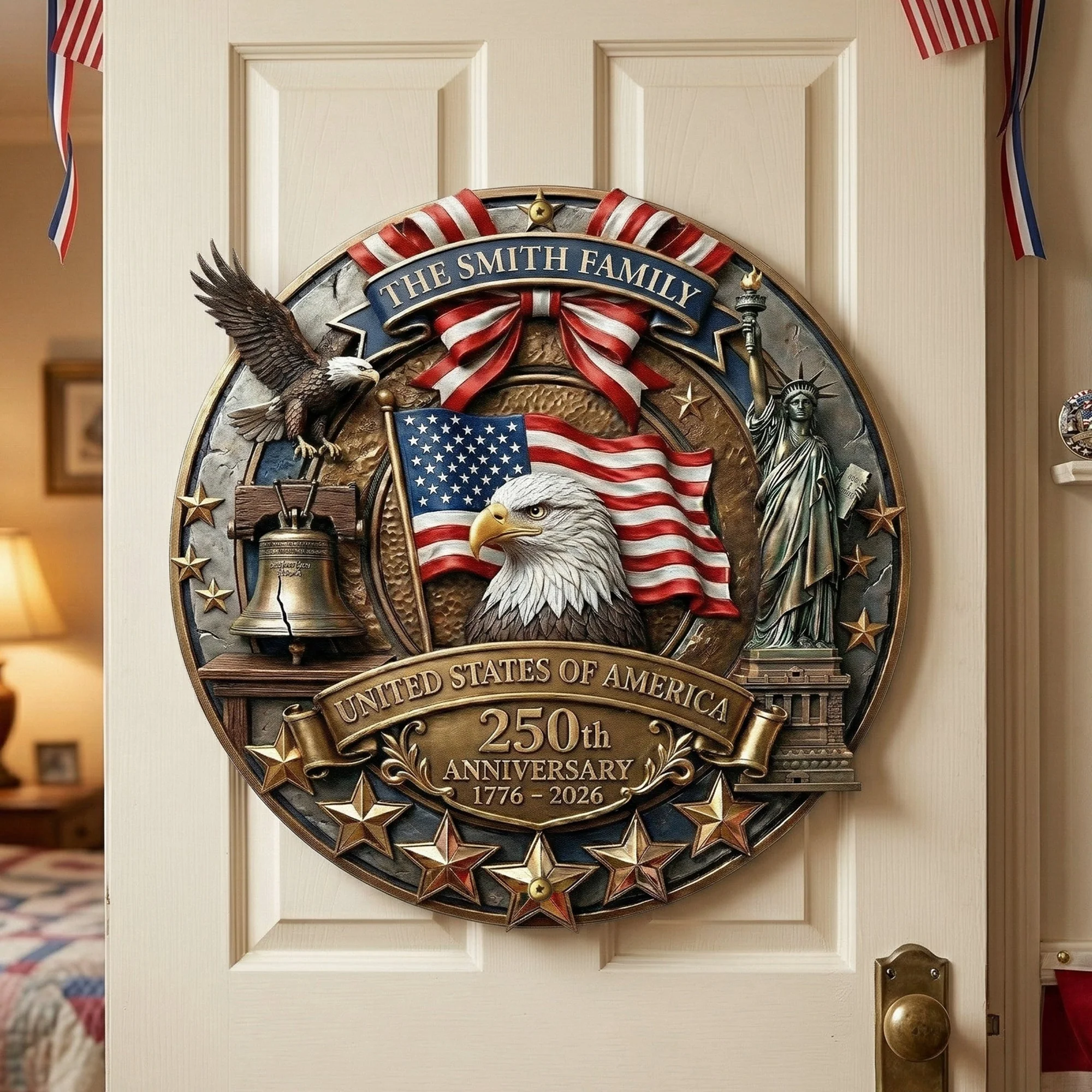 United States Of America 250th Anniversary - Personalized Metal Sign - Gift For Patriotic Family - Image 2