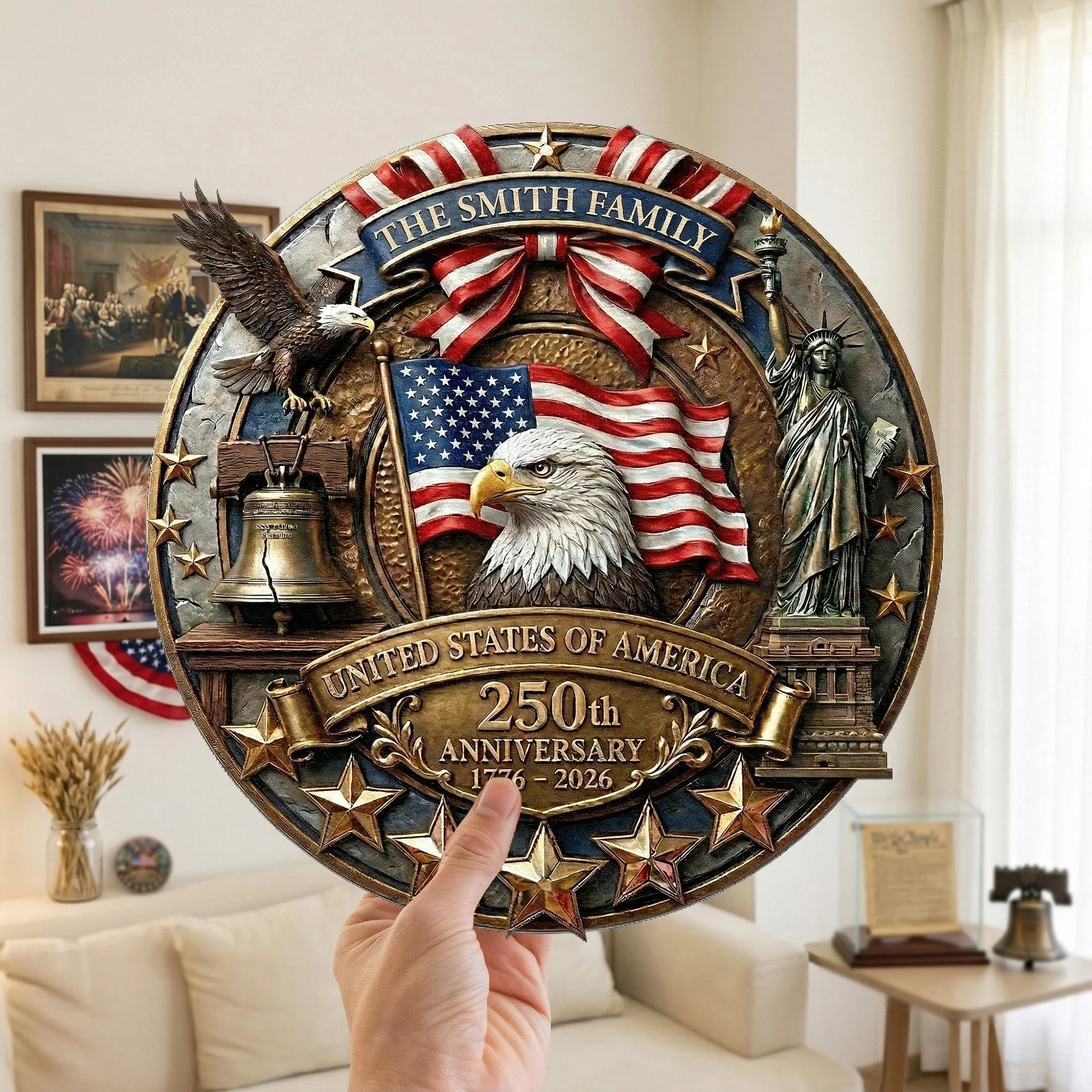 United States Of America 250th Anniversary - Personalized Metal Sign - Gift For Patriotic Family - Image 3