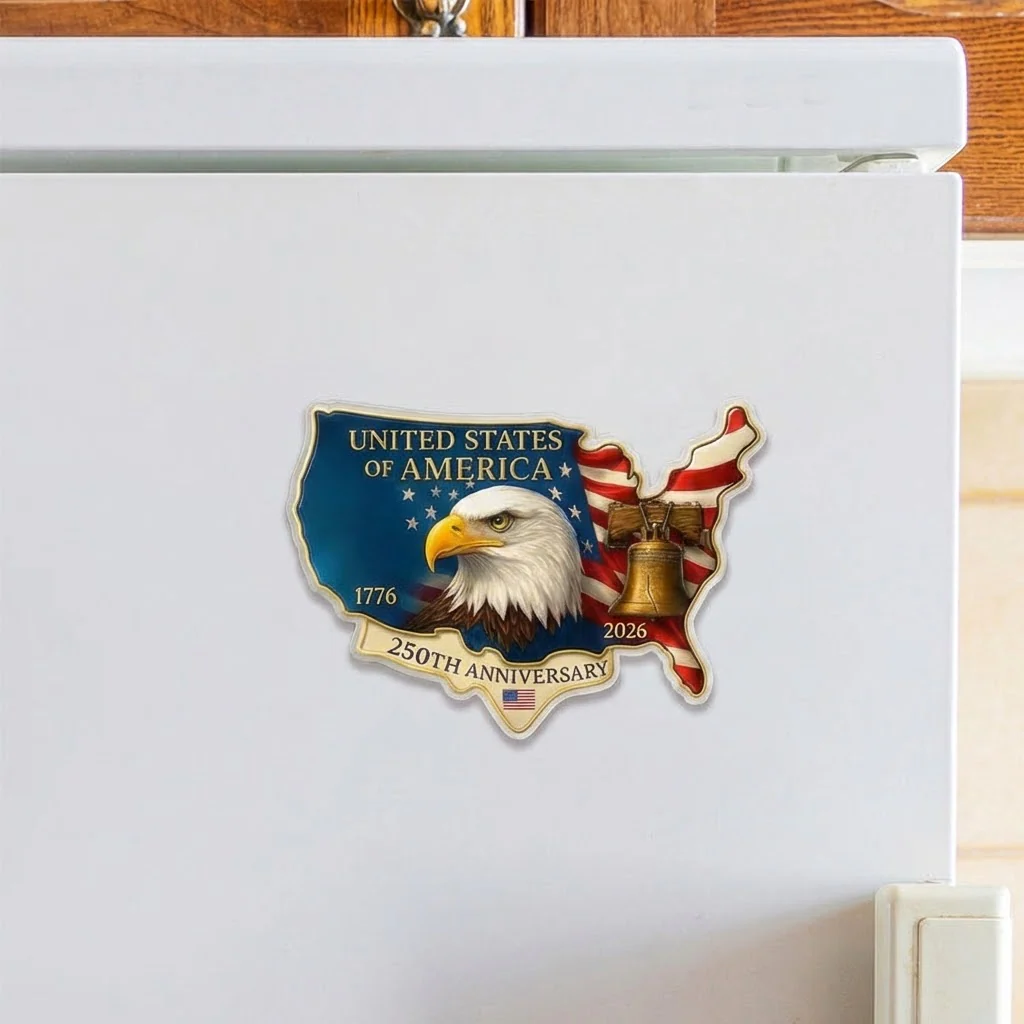 United States Of America 250th Anniversary With Eagle - Shape Acrylic Fridge Magnet - Patriotic Gift For Family HN02 - Image 2