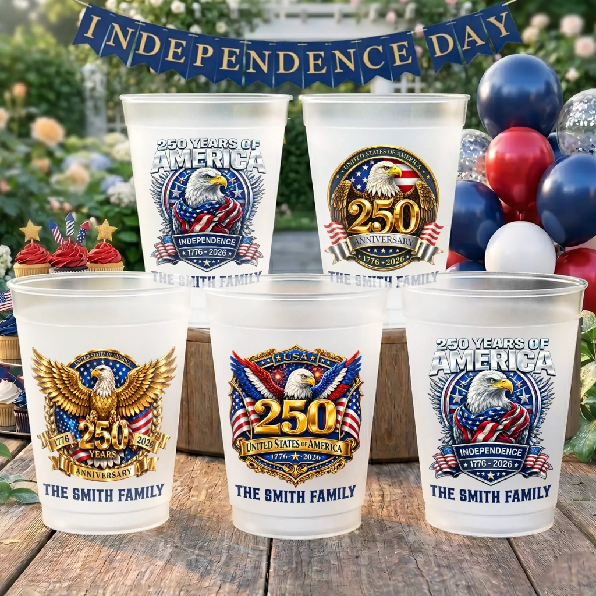 United We Stand - Personalized Frosted Cups - Patriotic Gift For Family