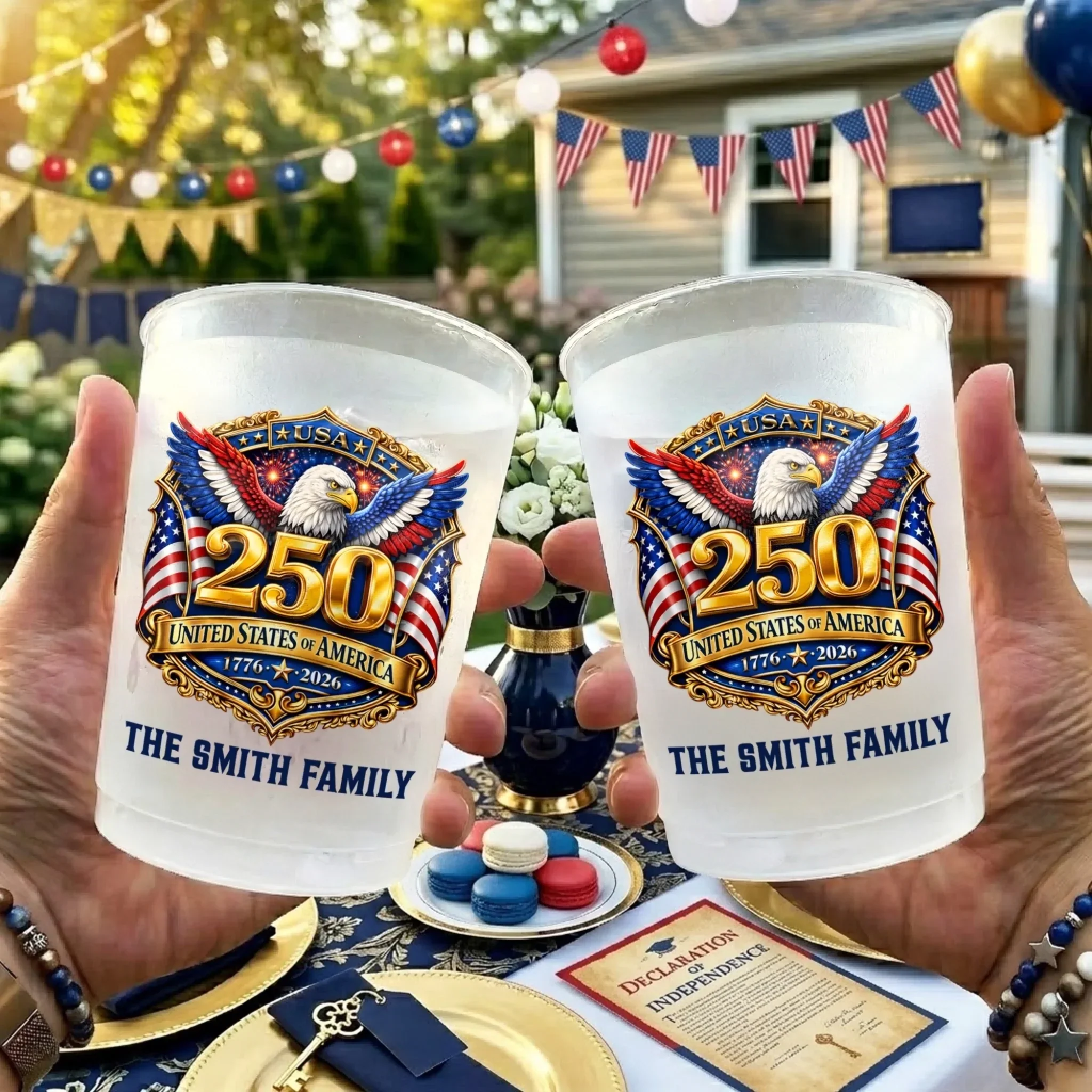 United We Stand - Personalized Frosted Cups - Patriotic Gift For Family - Image 3