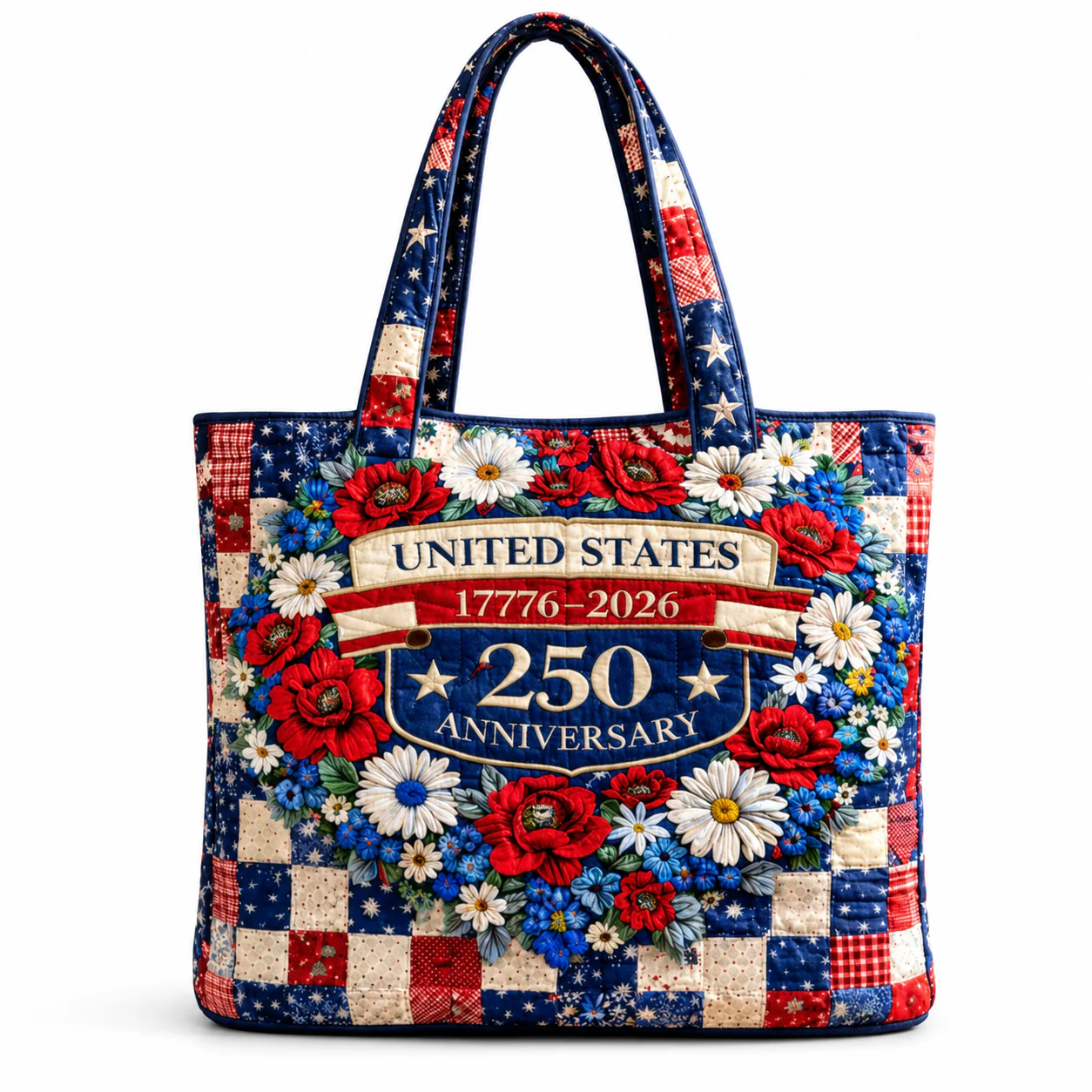 US 250th Anniversary United States Floral - Quilted Tote Bag - Patriotic Gift For Her - Image 5