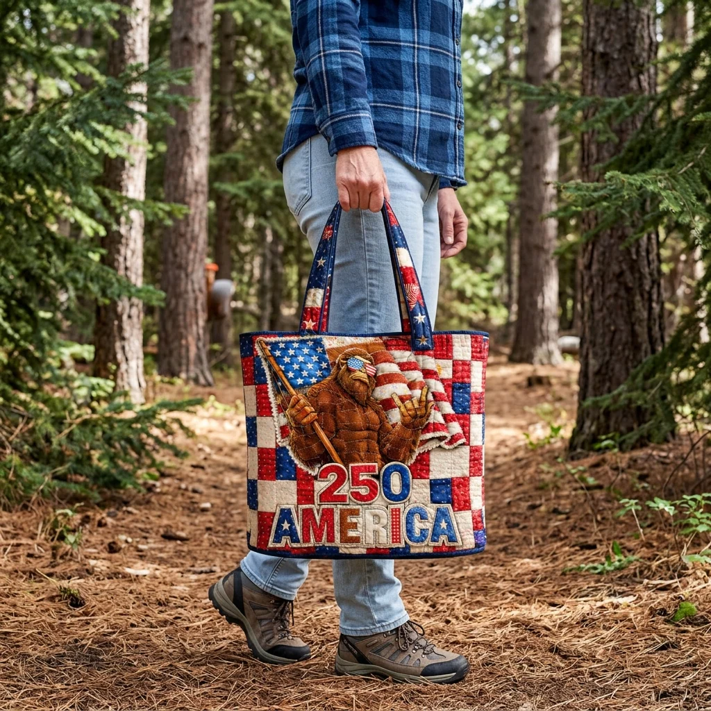 US 250th Patriotic Bigfoot Sasquatch - Quilted Tote Bag - Gift For Her - Image 4