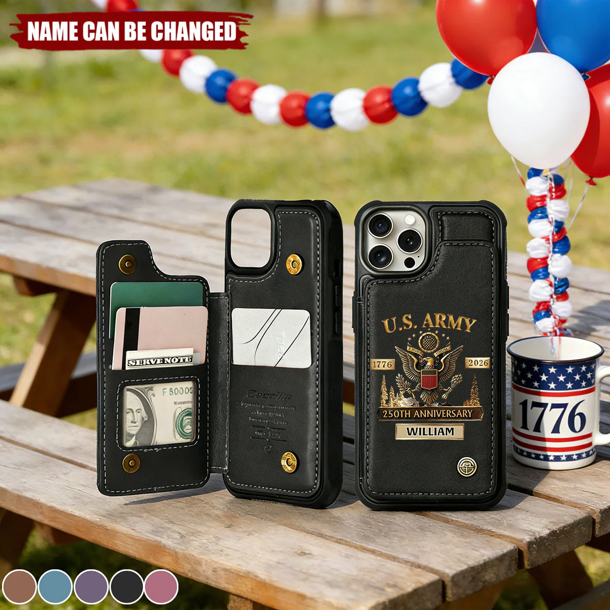 U.S. Army 250th Anniversary Military - Personalized Wallet Phone Case - Gift For Patriotic | HN02 - Image 2