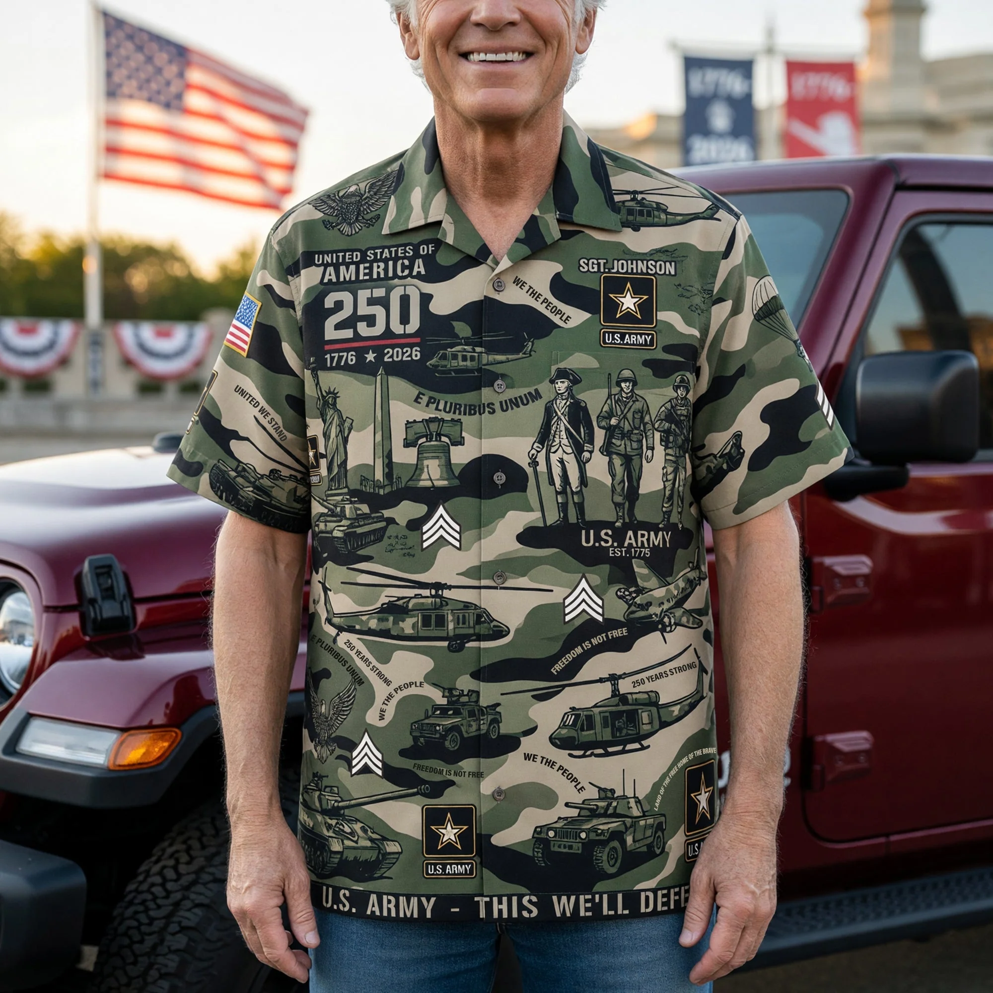 U.S. Army Military Tribute 250 Years Faith & Freedom - Personalized Hawaiian Shirt - Gift For Patriots, For Veteran