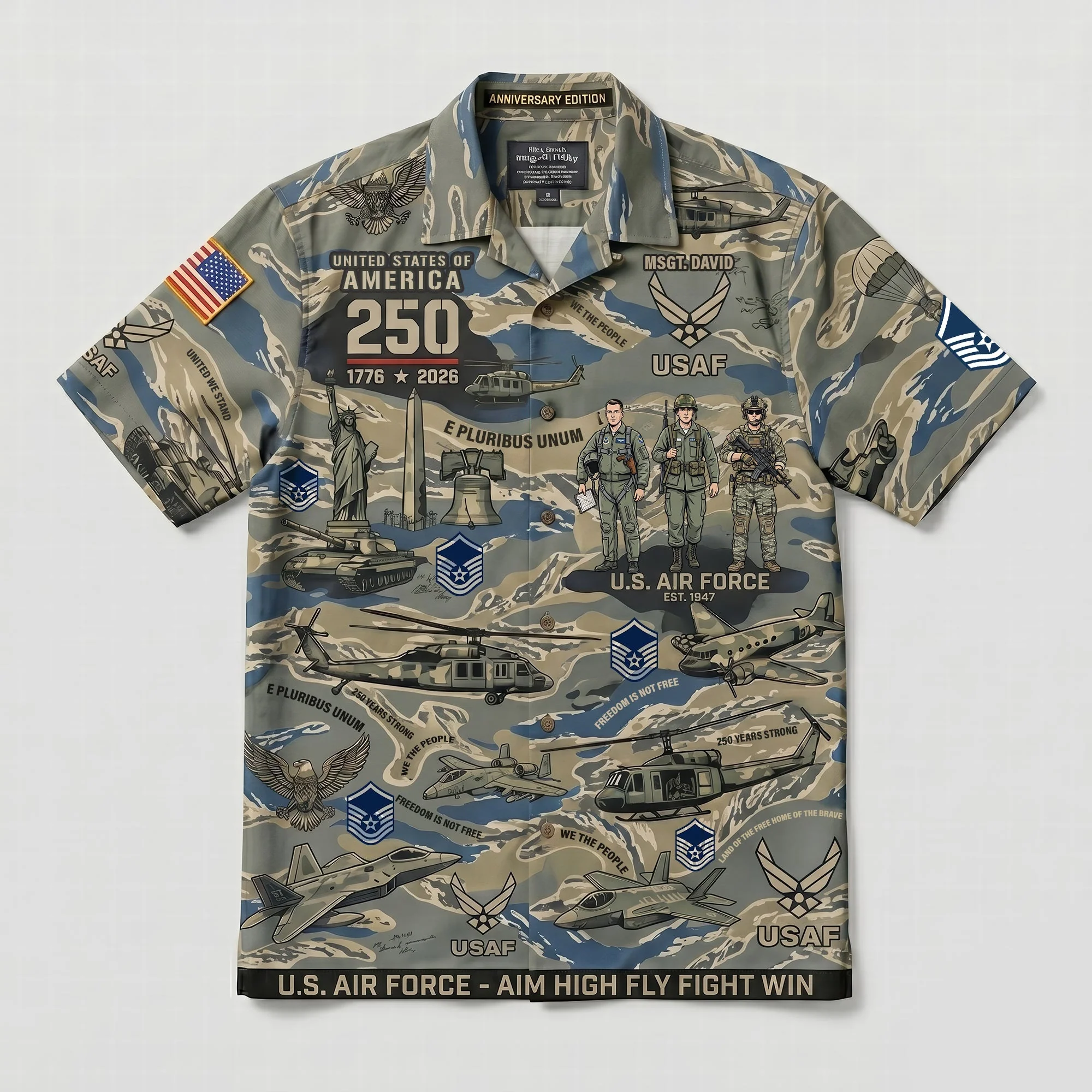 U.S. Army Military Tribute 250 Years Faith & Freedom - Personalized Hawaiian Shirt - Gift For Patriots, For Veteran - Image 5