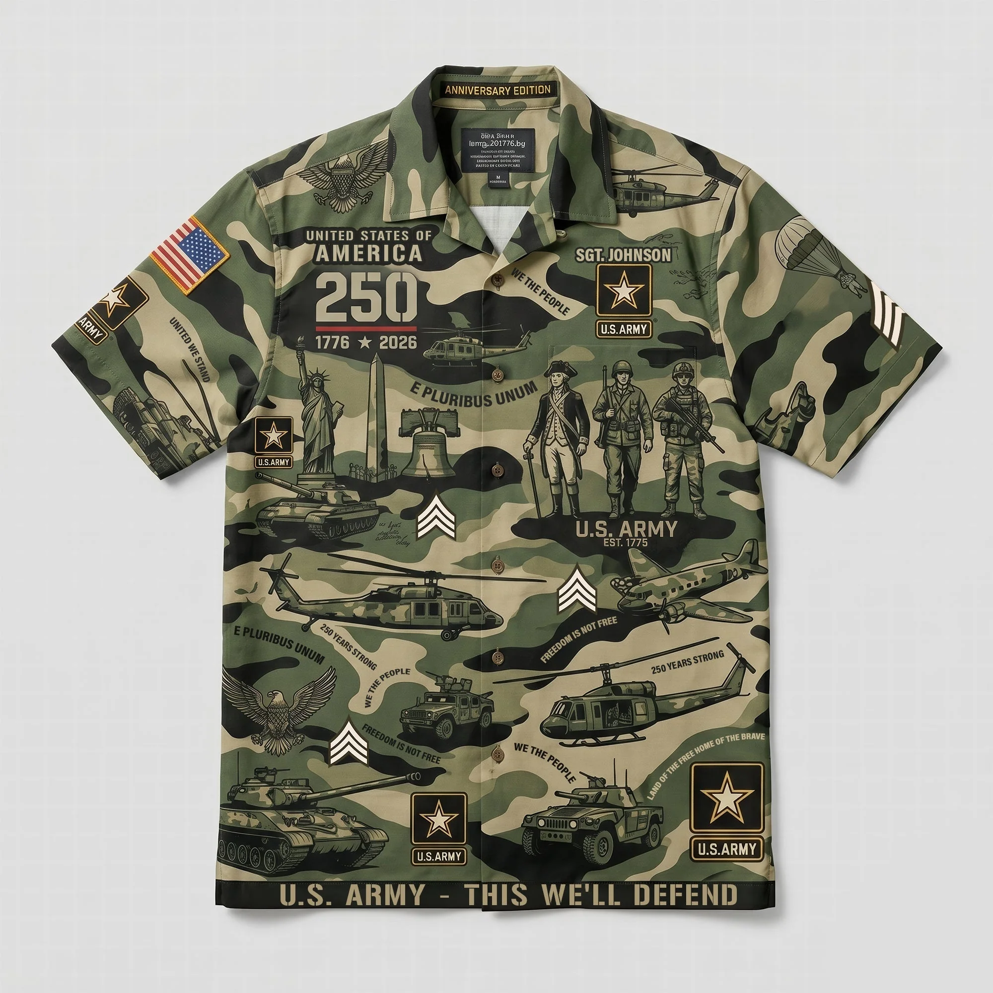 U.S. Army Military Tribute 250 Years Faith & Freedom - Personalized Hawaiian Shirt - Gift For Patriots, For Veteran - Image 6