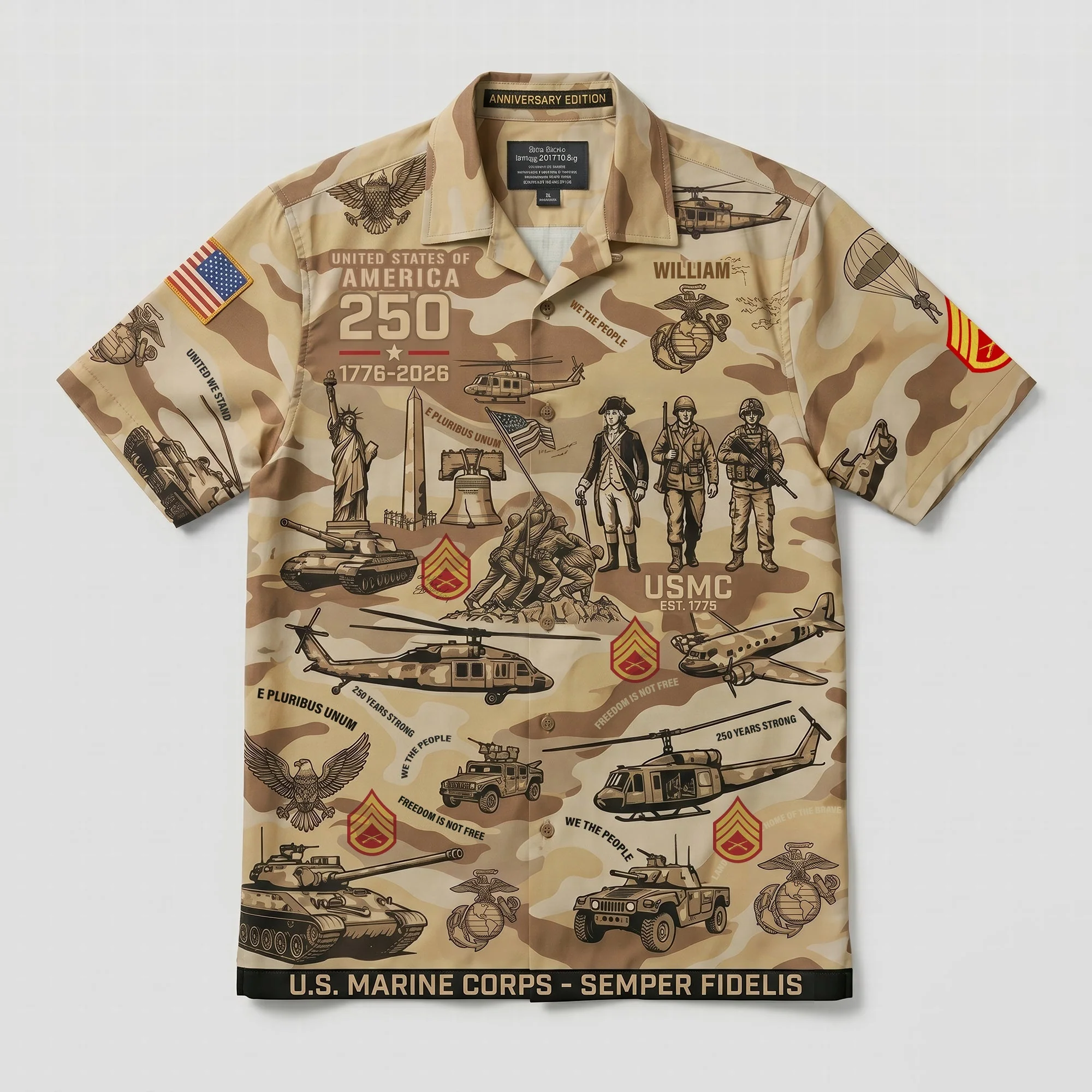 U.S. Army Military Tribute 250 Years Faith & Freedom - Personalized Hawaiian Shirt - Gift For Patriots, For Veteran - Image 7