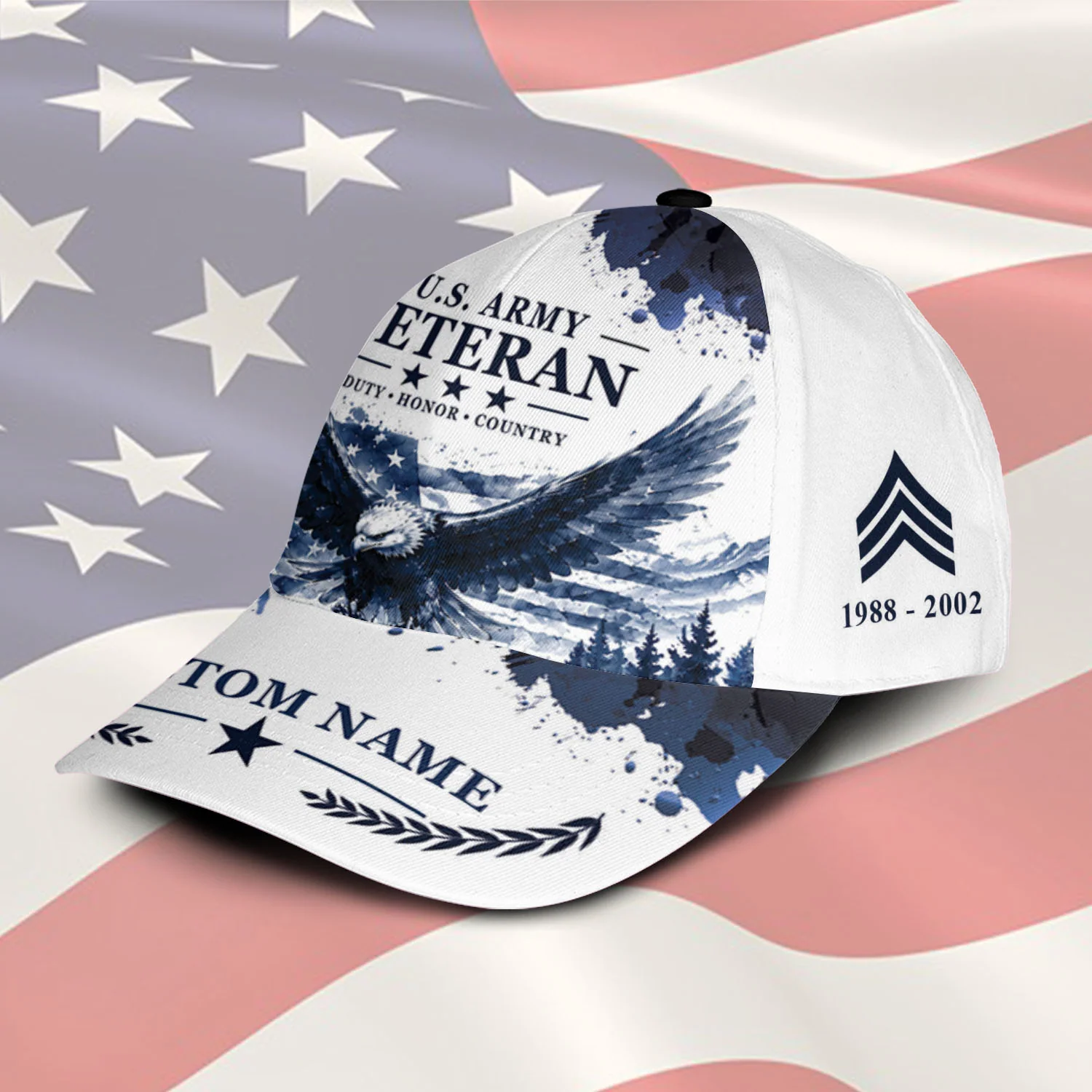 U.S. Army Veteran American Flag Patriotic Eagle - Personalized Classic Cap - Gifts For Veterans - Image 2