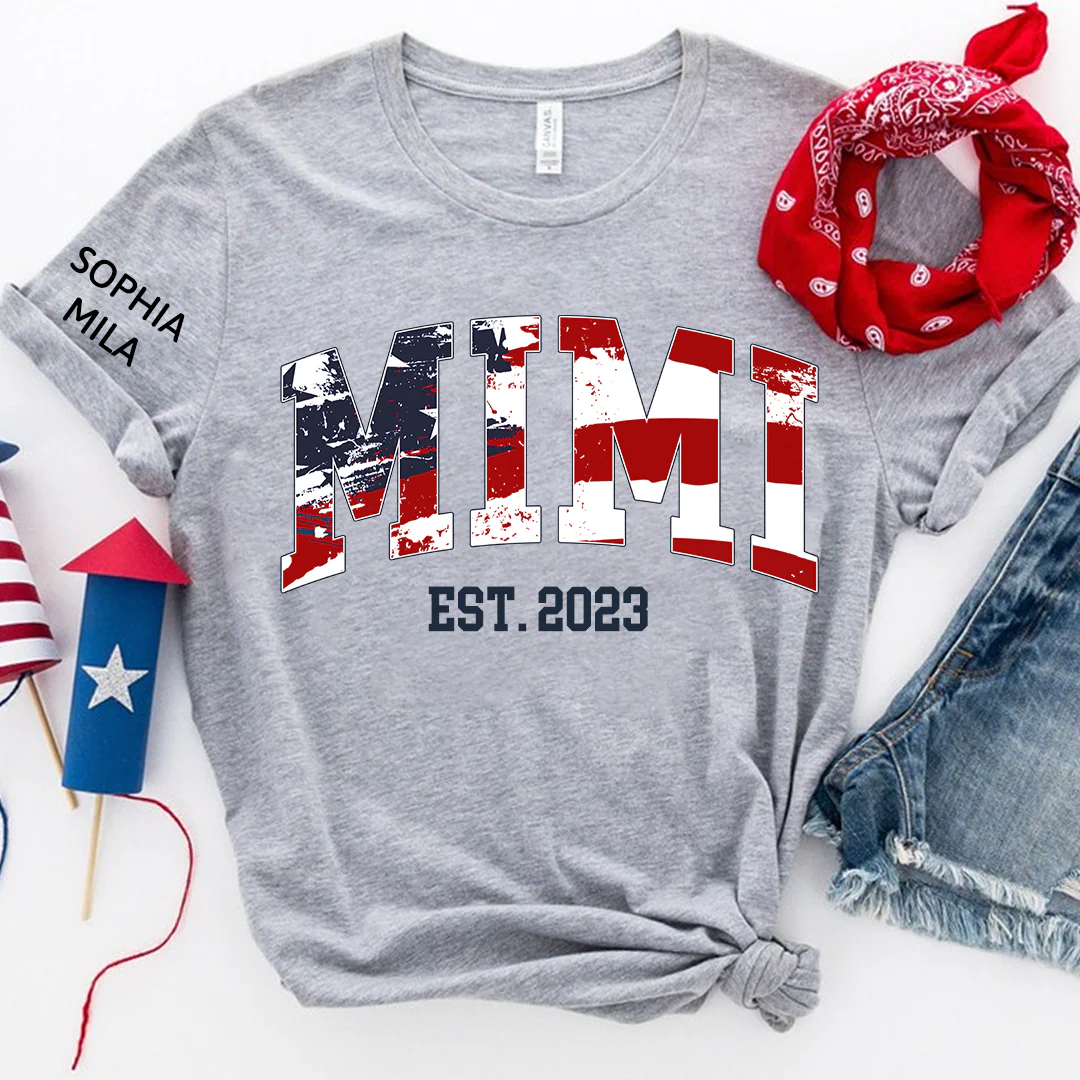 US Flag With Grandkids Names - Personalized All Over Shirt - Gift For Grandma, Mom - Image 2