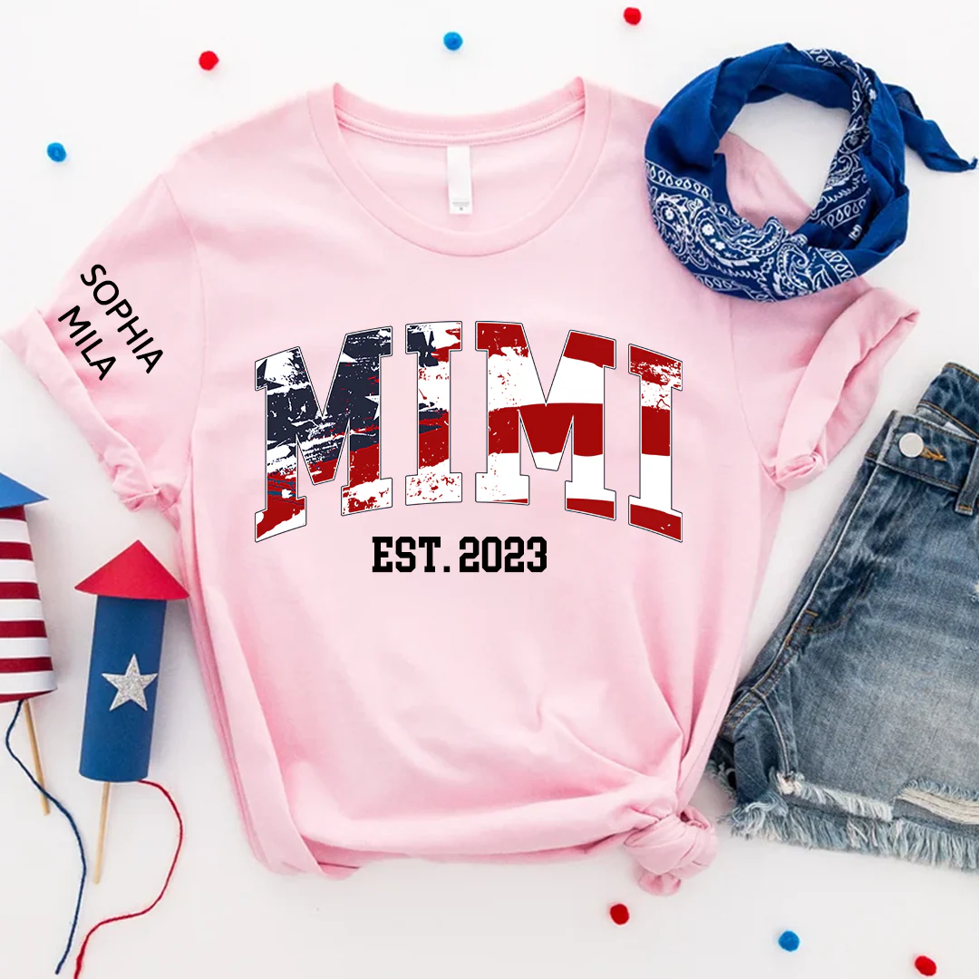 US Flag With Grandkids Names - Personalized All Over Shirt - Gift For Grandma, Mom - Image 3