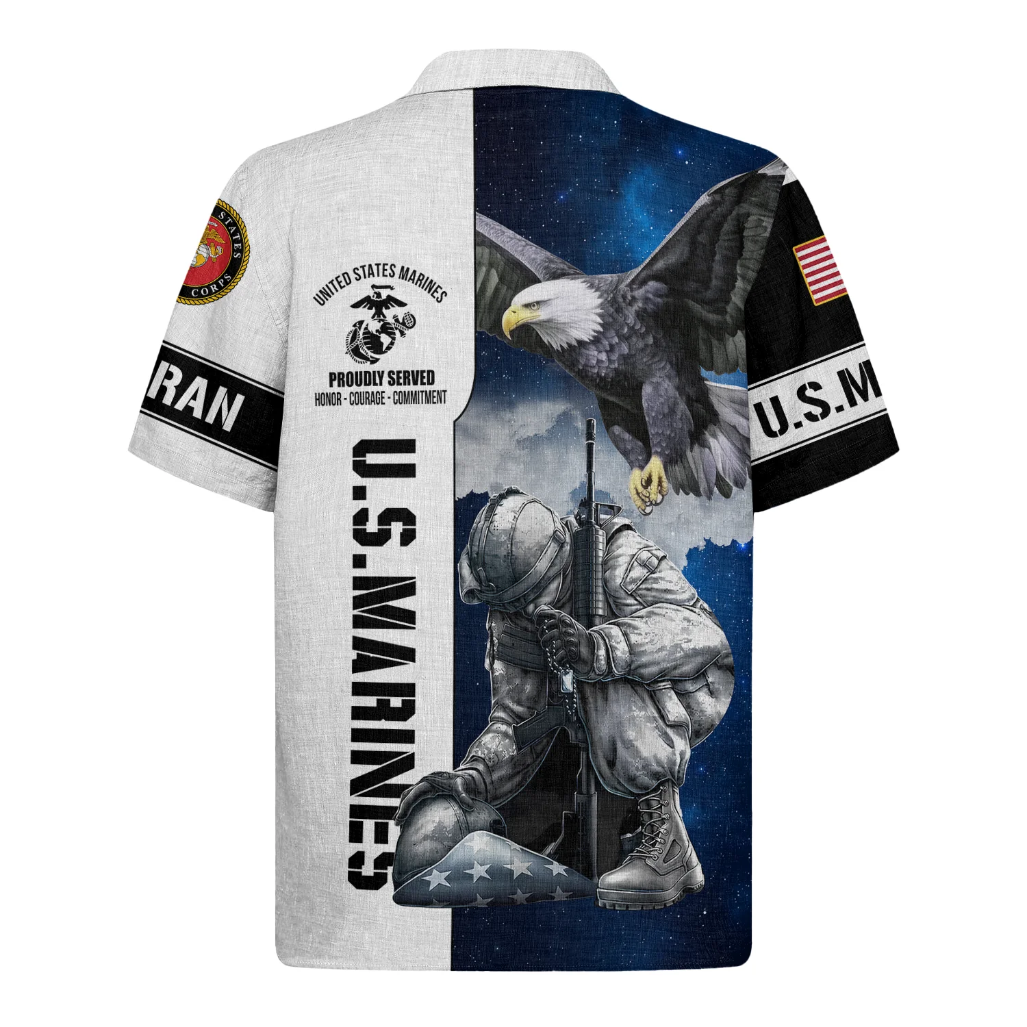 U.S. Marines Eagle Military - Hawaiian Shirt -  Patriotic Gift For Veterans | HN02 - Image 3