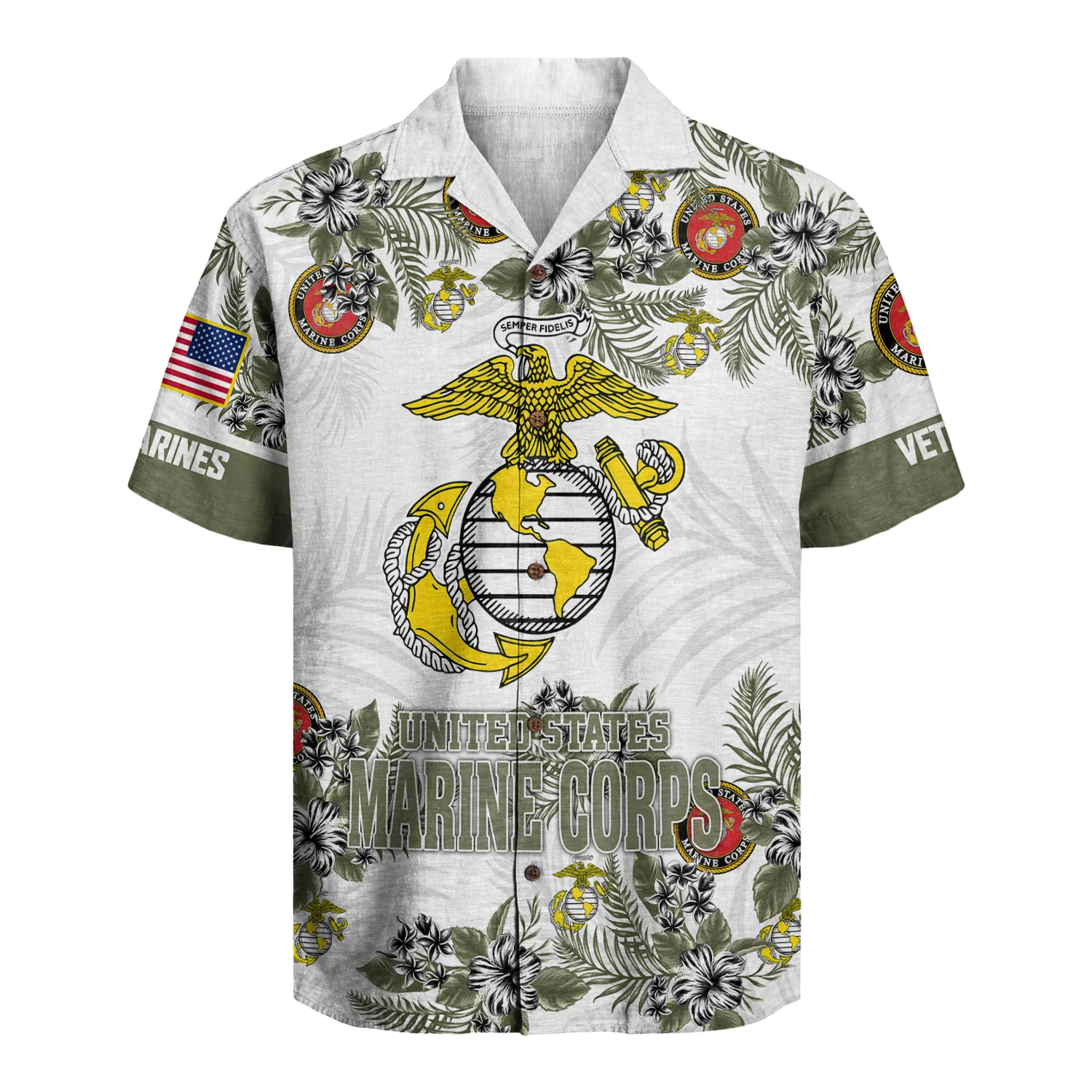 Us Marines Veteran - Hawaiian Shirt - Patriotic Gift For Veterans | HN02