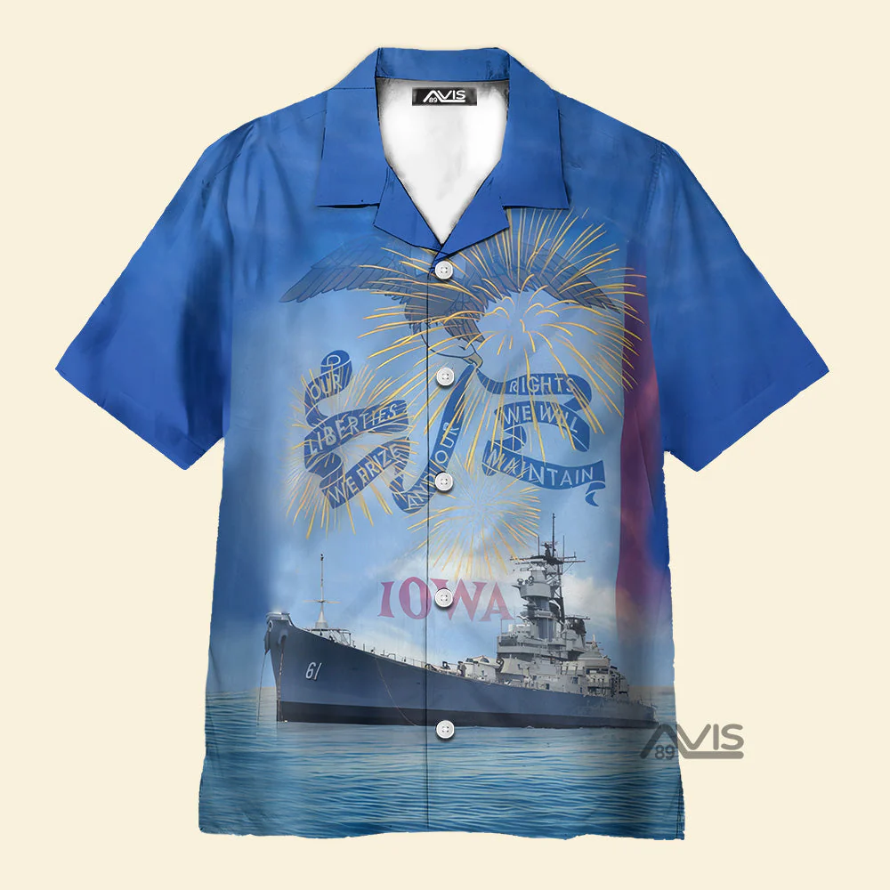 Us Navy Uss Iowa (Bb-61) 4Th Of July - Hawaiian Shirt