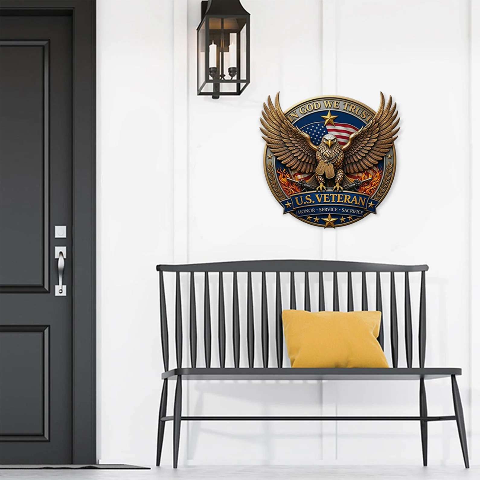 U.S. Veteran Eagle In God We Trust Patriotic Wall Decor - Personalized Shaped Metal Sign - Gift For Family - Image 4