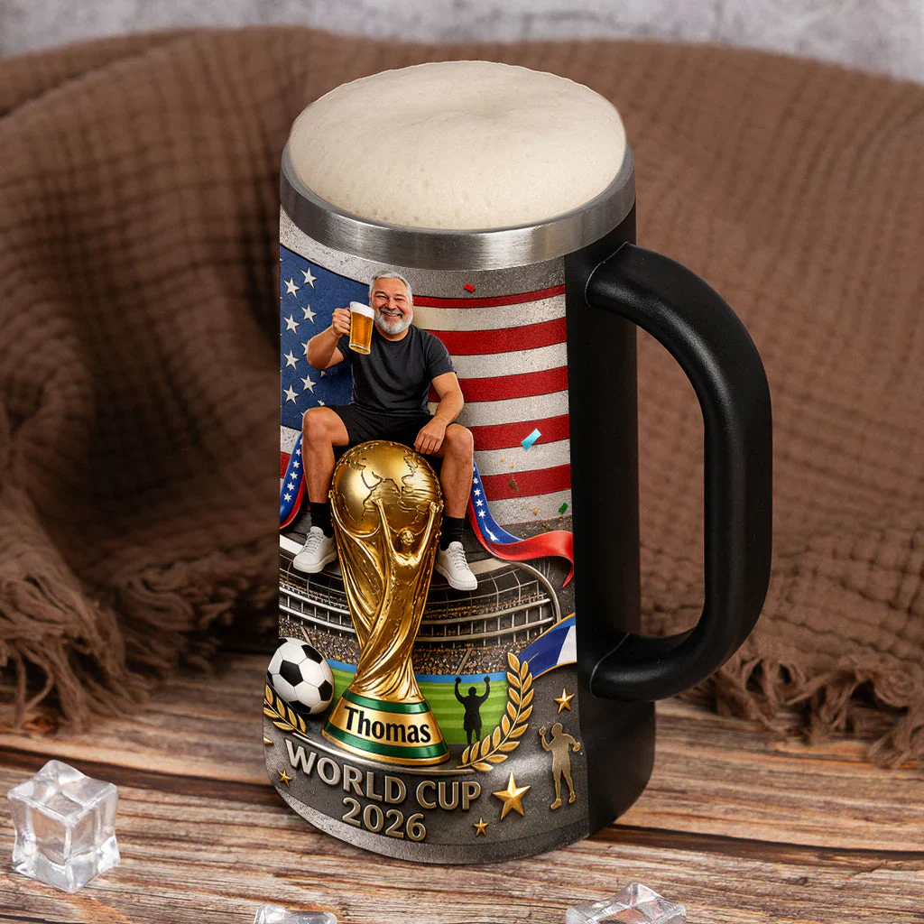 USA 2026 Global Championship - Personalized Custom Photo Beer Stein - Gift For Football Lovers, Sport Fans - Image 4