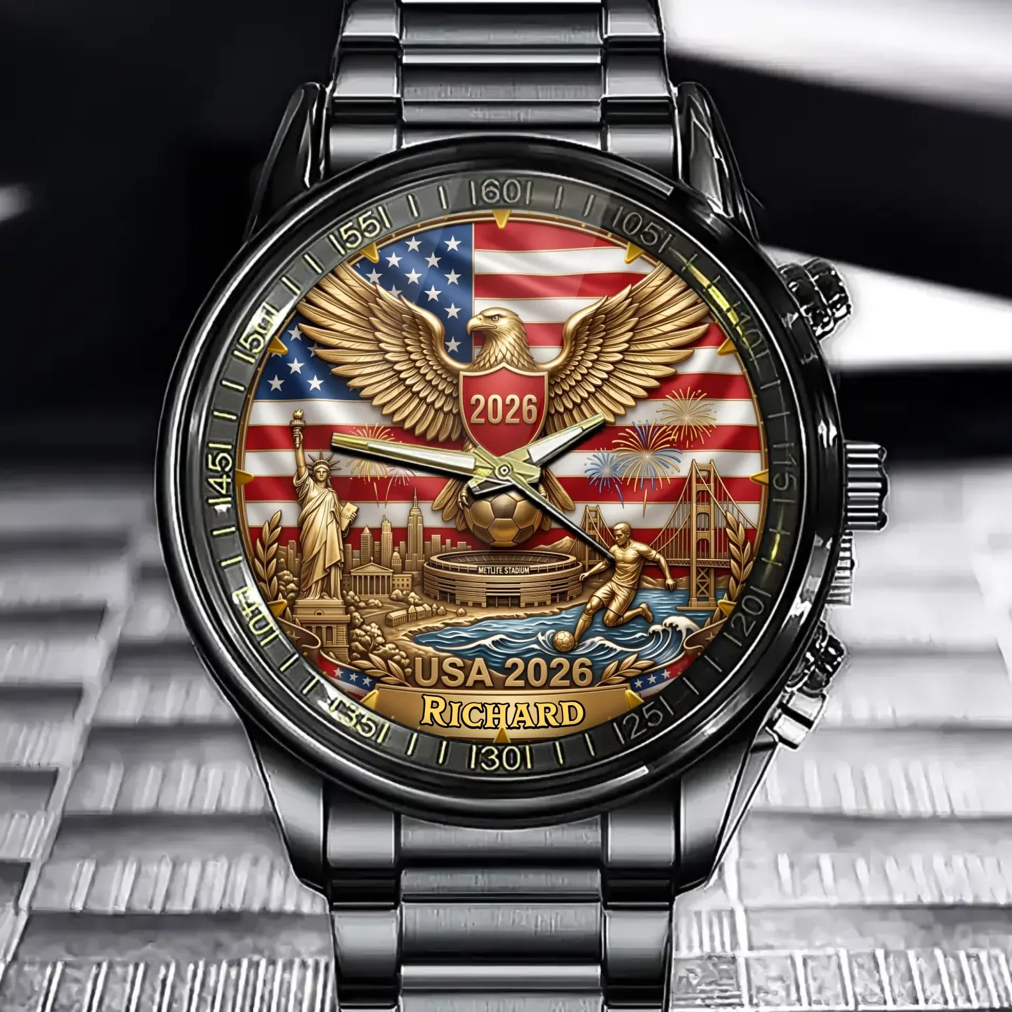 USA 2026 Soccer MetLife Stadium - Personalized Hand Watch - Gift For Patriots, Soccer Fans