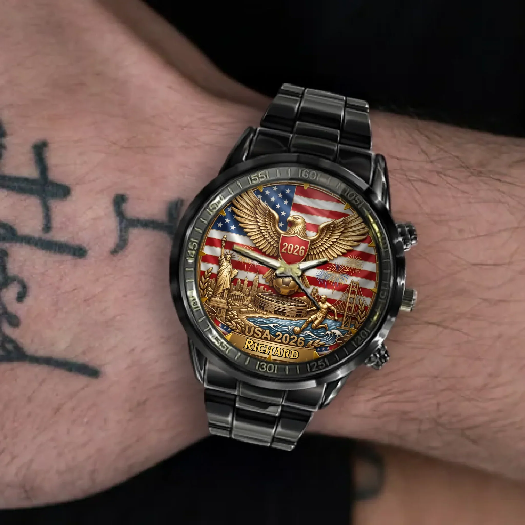 USA 2026 Soccer MetLife Stadium - Personalized Hand Watch - Gift For Patriots, Soccer Fans - Image 6