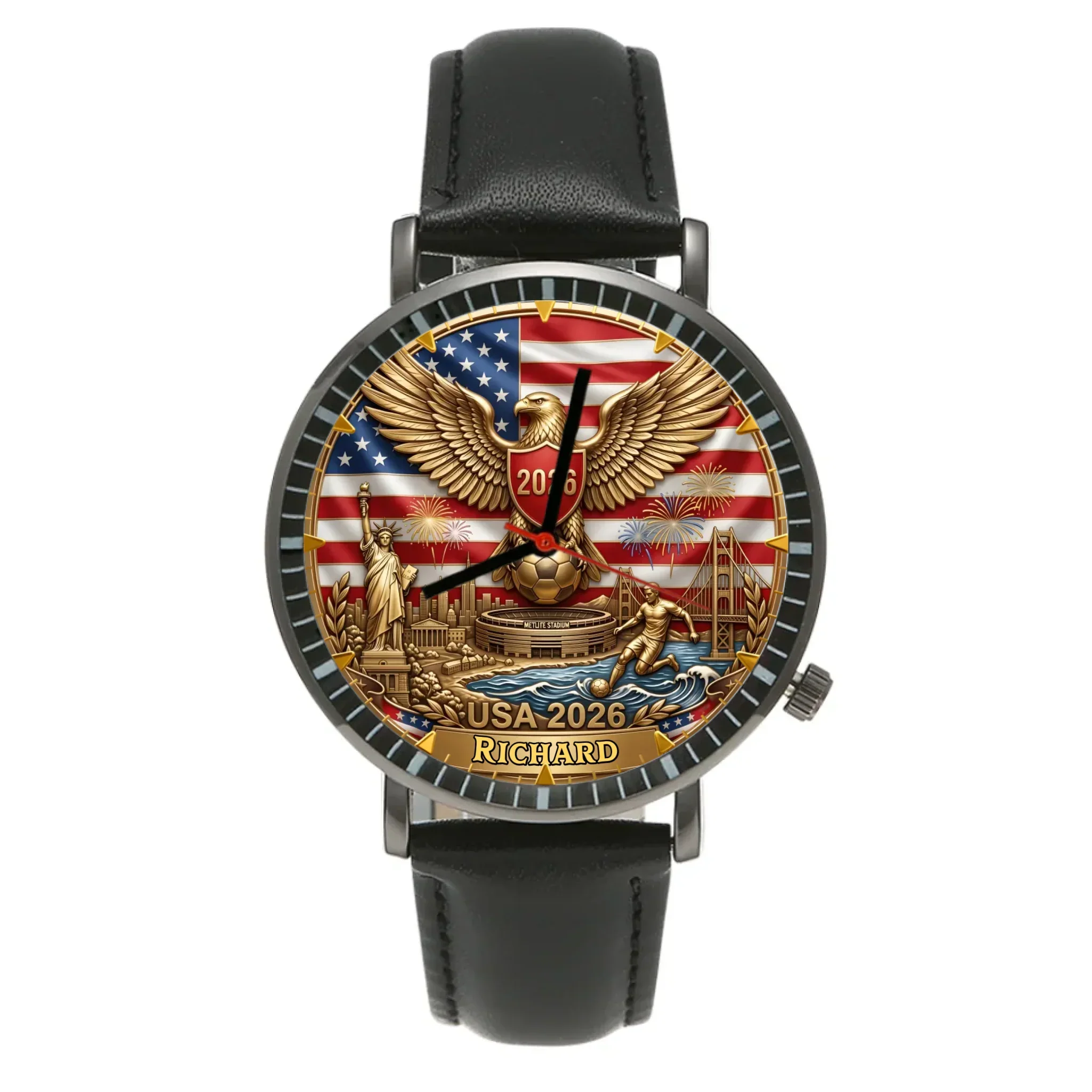 USA 2026 Soccer MetLife Stadium - Personalized Hand Watch - Gift For Patriots, Soccer Fans - Image 8
